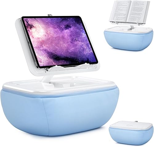 elitehood Soporte de Almohada para Tableta, Soporte Plegable para iPad para el Regazo, Soporte Ajustable de Cama para Libros para Lectura,