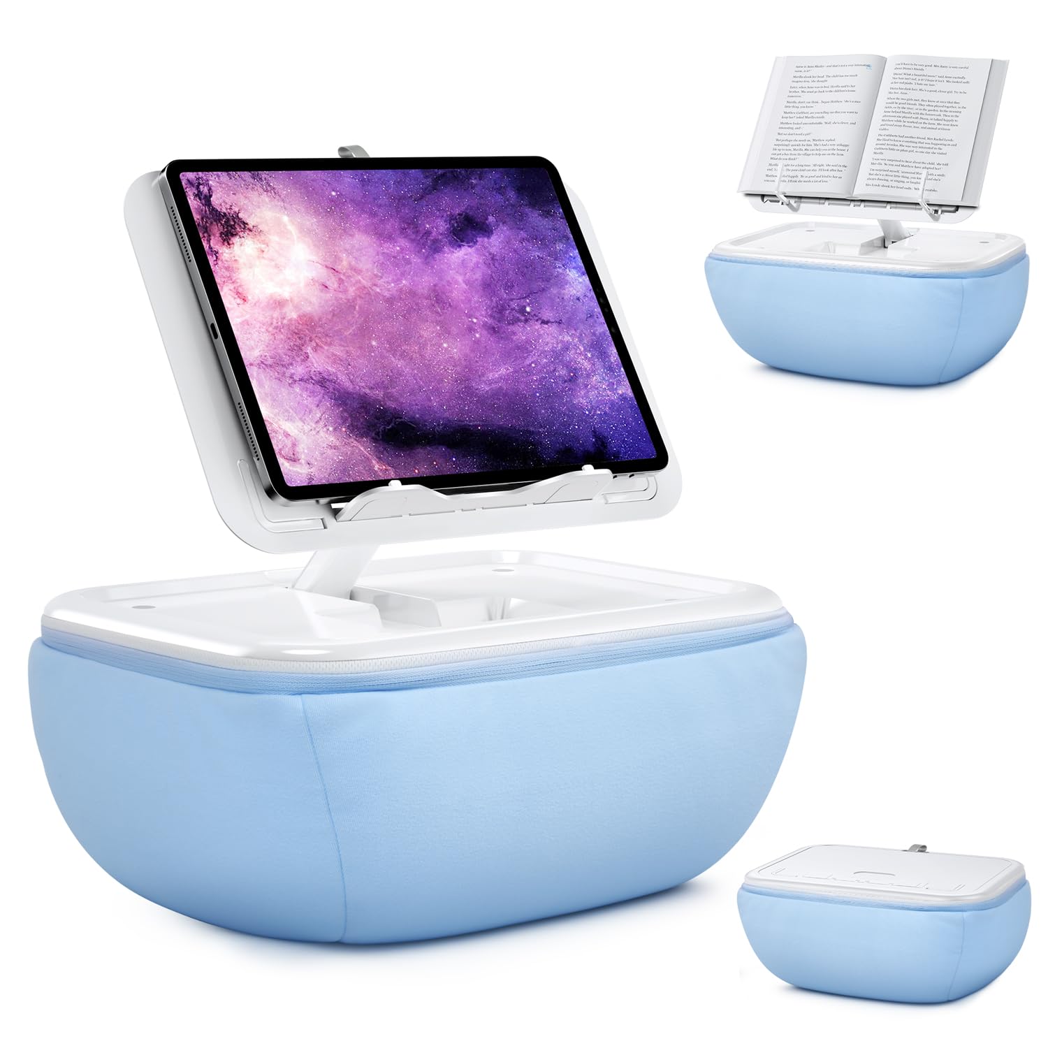 elitehood Tablet Pillow Stand Foldable iPad Stand for Lap Adjustable Book Bed Holder for Reading Pillow Pad for