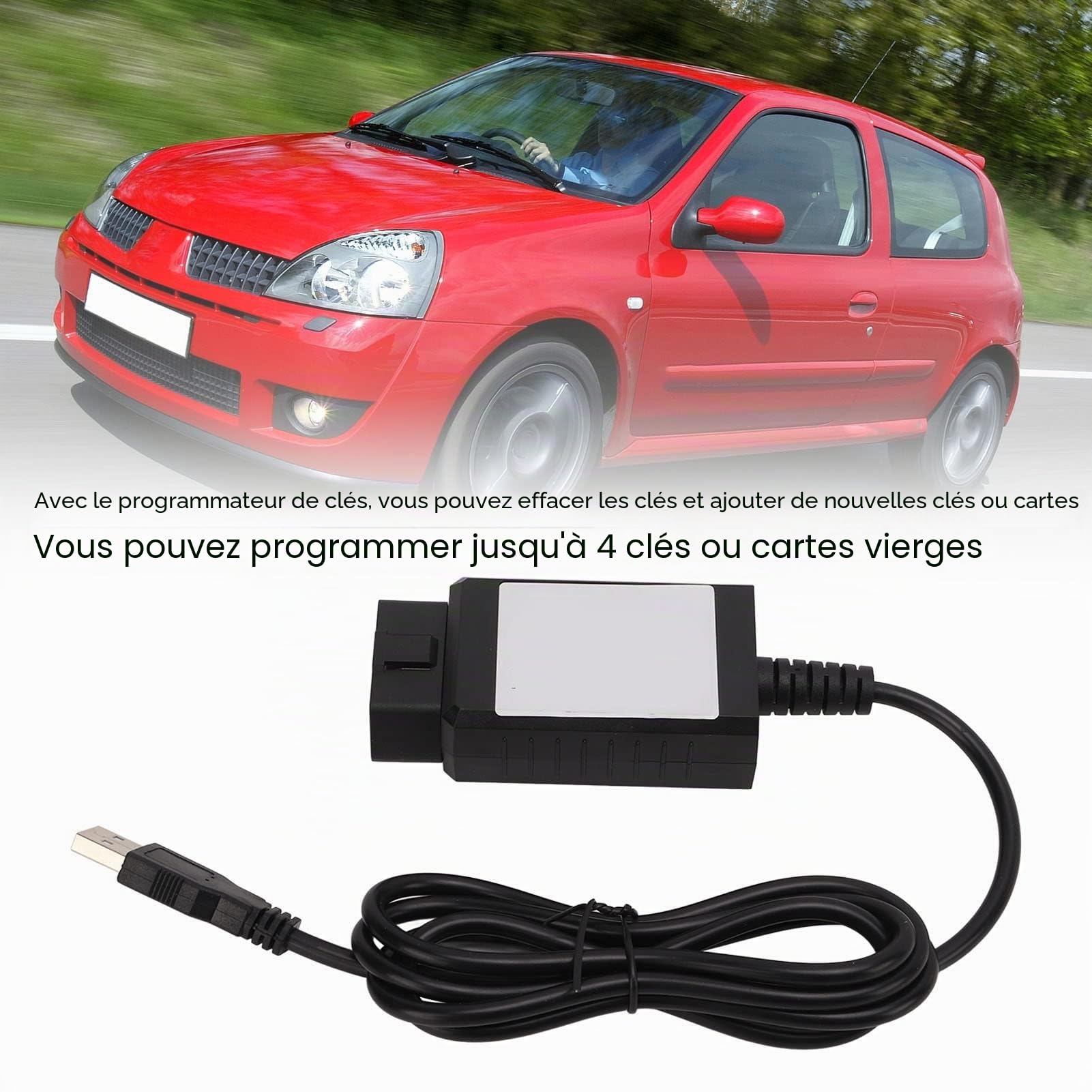 Programmeur de clé de Voiture 4 en 1 avec Dongle USB, Remplacement Haute Performance pour Outil de Diagnostic XP, Plug Play en Plastique ABS