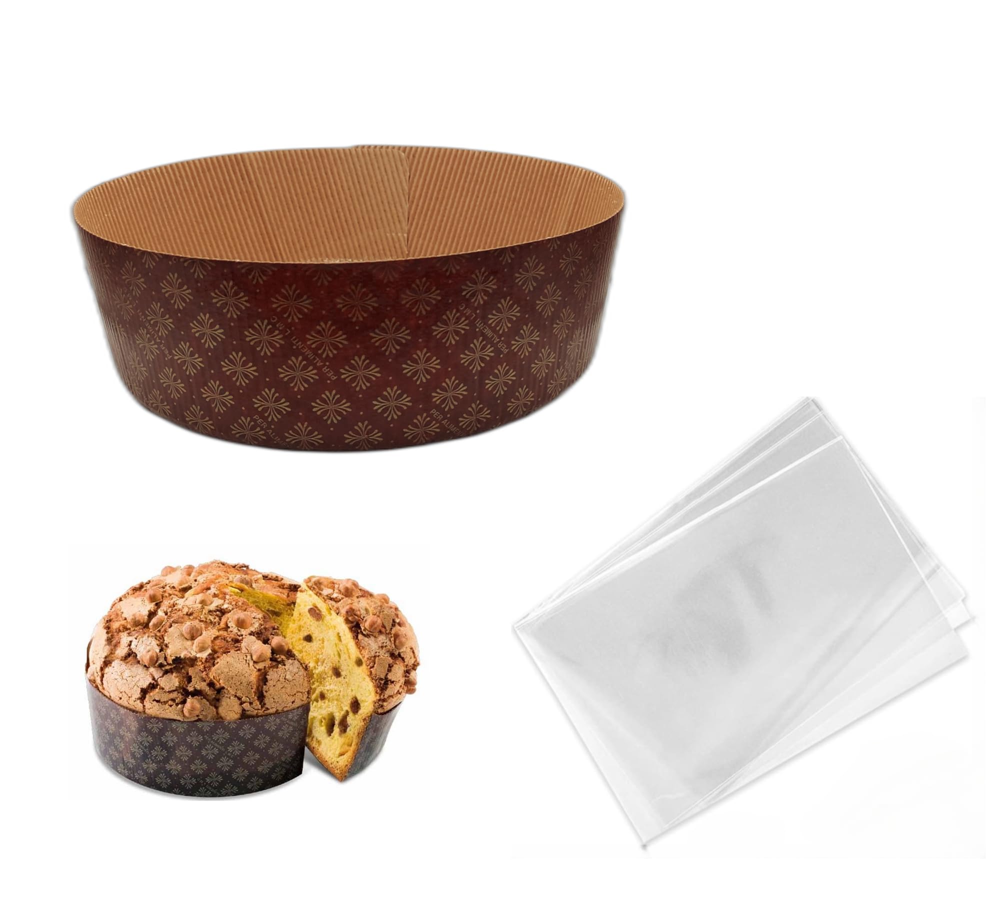 Stampi Panettone Alto Da 1kg | Confezione 5 Stampi + 5 Buste Carta | Forno Fino A 220°C - Made In Italy - Foto 9