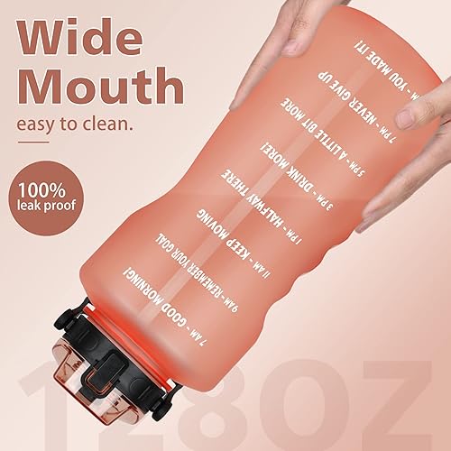 Miniatura 5 de ZOMAKE Botella de agua de un galón con popote y marcador de tiempo, jarra de agua grande motivacional de 128 onzas, sin BPA, botella de agua a
