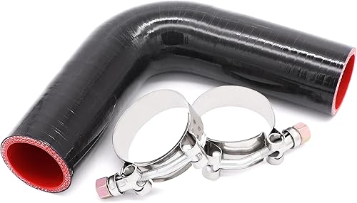 Acoplador de codo de 4 capas de 90 grados, manguera de silicona de 1.5 pulgadas (1.496 in) con abrazaderas de perno en T para turbo, intercooler de