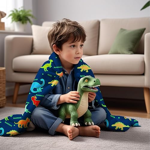 Miniatura 6 de Manta de dinosaurio para niños, suave que brilla en la oscuridad, para niños, juguetes para niños, adecuada para camas, sofás, campamento al aire