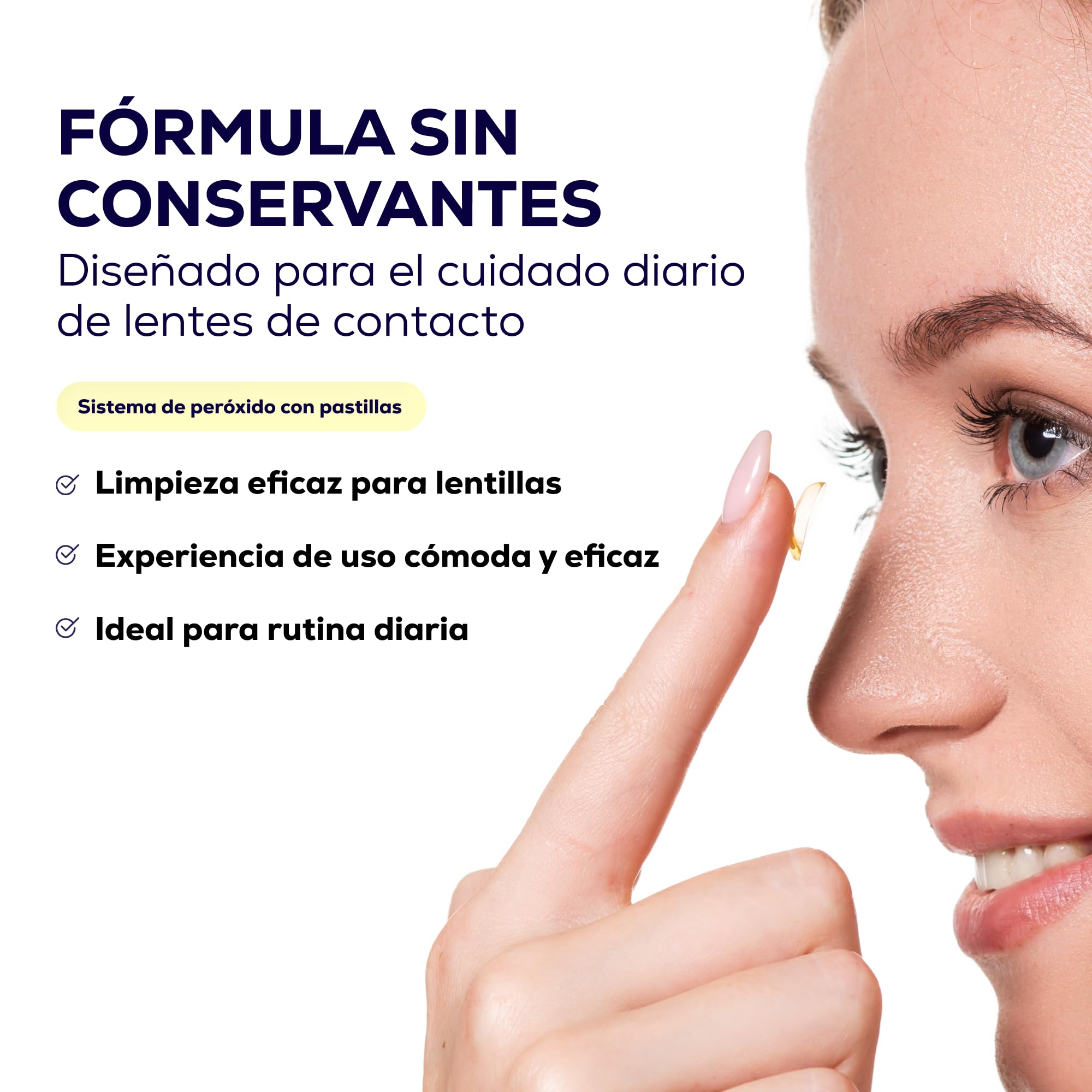 Líquido Lentillas con Peróxido de Hidrógeno Pack 2 x 350 ml para todo tipo de Lentes de Contacto sin Conservantes, Ojos Secos y Sensibles + 90 Comprimidos y Estuche Portalentes | EYE DISCOVER