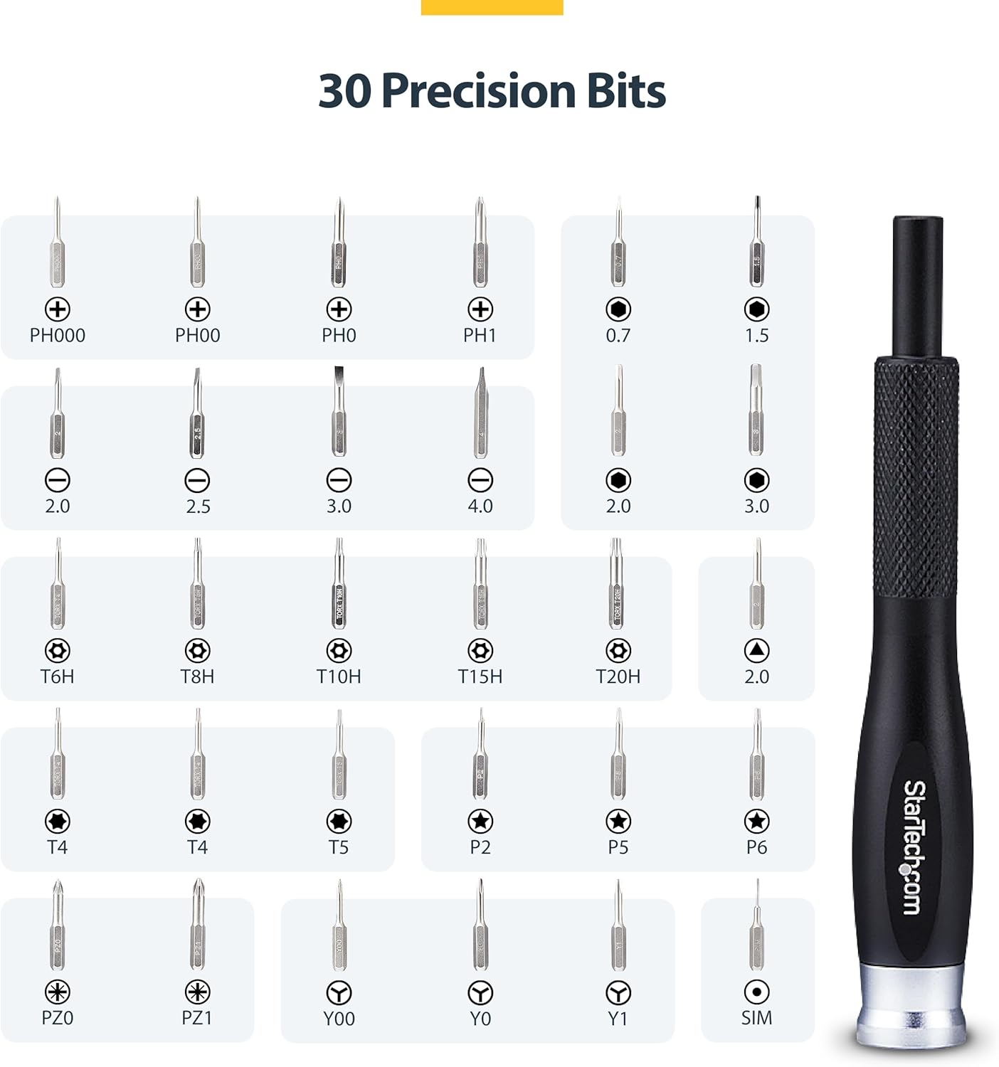 StarTech 40-Piece Computer Repair Toolkit for Laptop, PC, Electronics, 30-Bit Screwdriver Set, Magnetic Tray, Pry Tools
