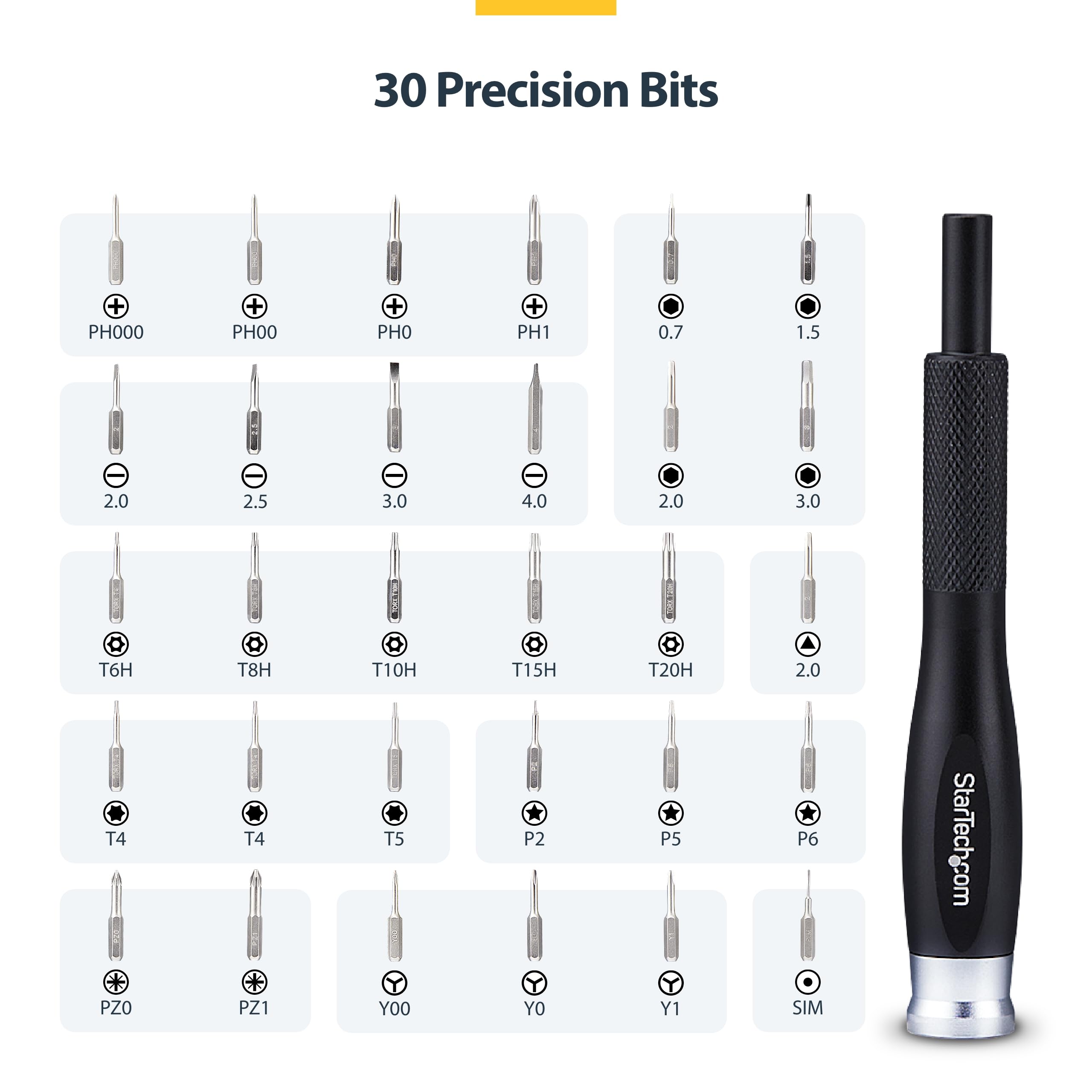 StarTech Kit de Herramientas 40 Piezas, Portatiles y PC (LAPTOP-TOOL-KIT) | Juego de herramientas de reparacion, Puntas de precision magneticas, Para tecnicos