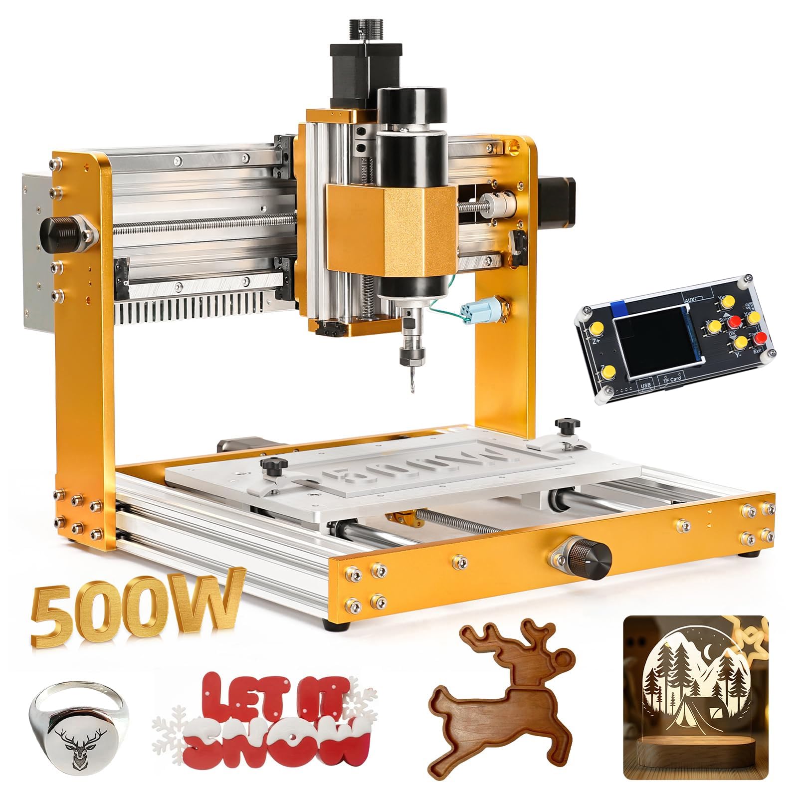 Lunyee 3018 Pro Ultra CNC Machine 500W All-Metal CNC Router Machine, Upgraded 3 Axis Engraver Machine Limit Switches & Emergency-Stop with GRBL Offline Control for Metal, Wood, Acrylic, PCB MDF