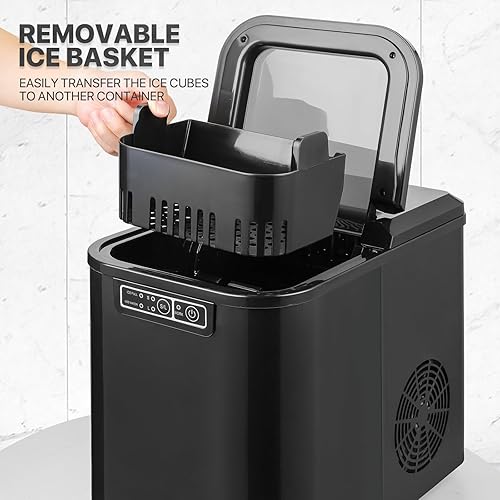 Miniatura 13 de mollie Máquina de hielo para encimera, 9 cubos de hielo listos en 10 minutos, 26 libras24 horas, máquina de hielo autolimpiante, máquina de hielo