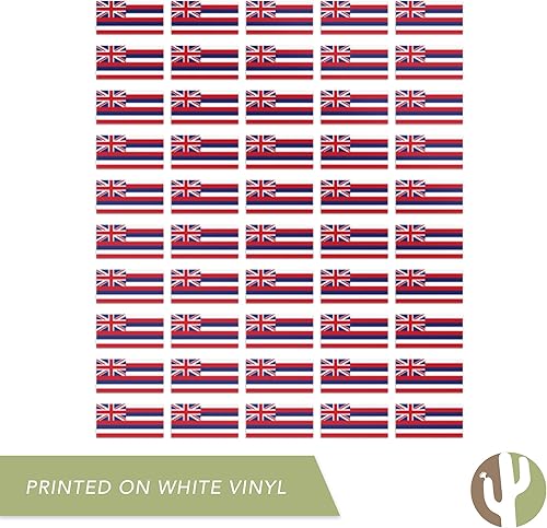 Miniatura 4 de Desert Cactus Adhesivo de la bandera del estado de Hawái, calcomanías rectangulares de 1 pulgada, 50 piezas en total con logotipo de niños, álbum de