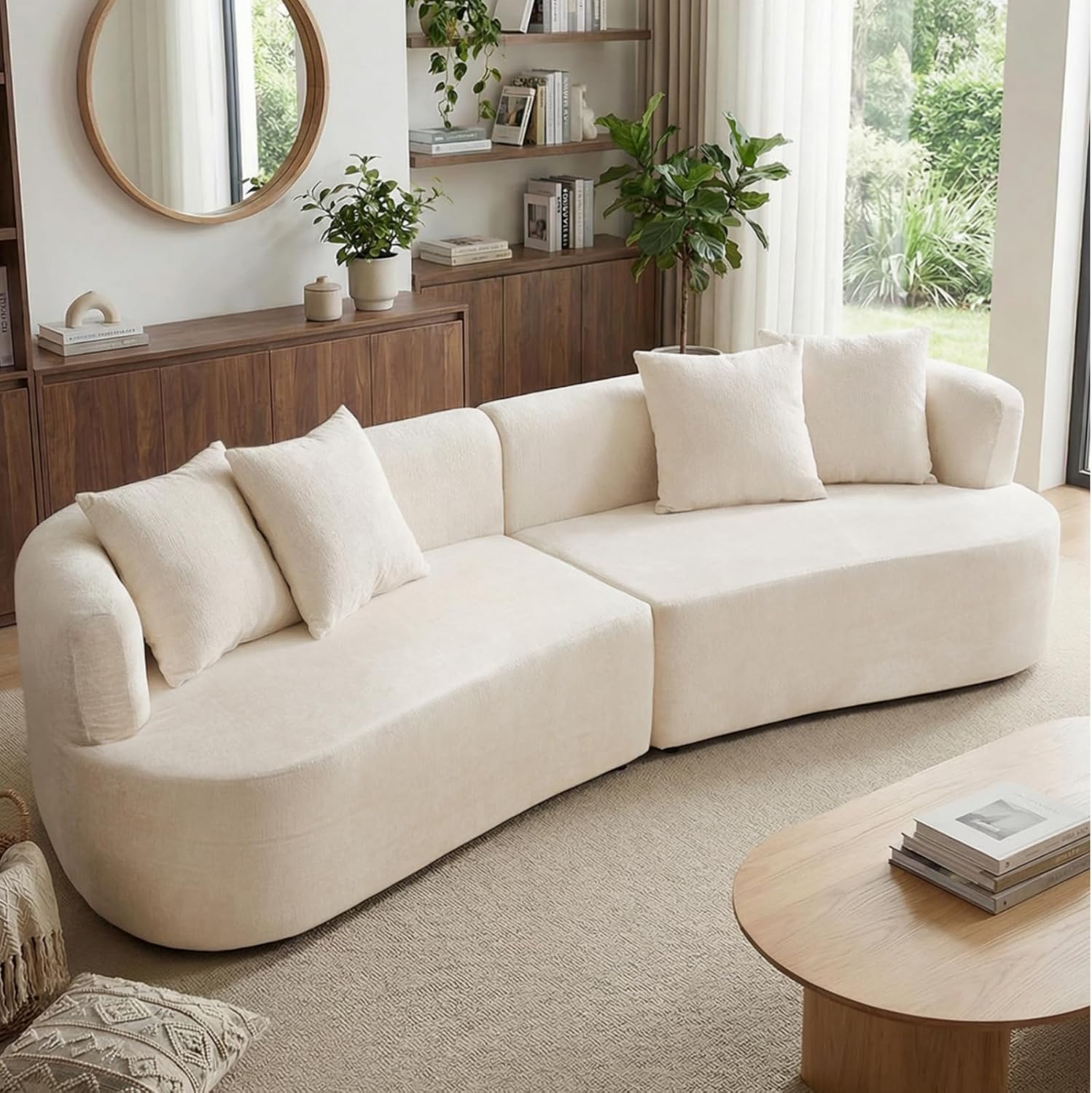 106″ Modern Curved Boneless Sectional Couches for Living