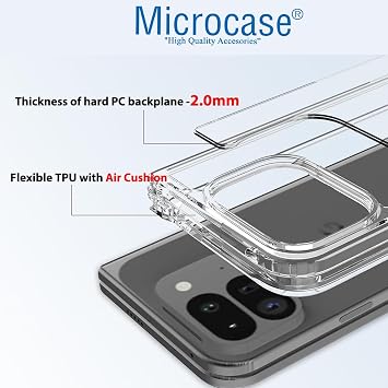 Microcase Google Pixel 9 Pro Fold ile Uyumlu Sert Kristal Kapaklı Kılıf Şeffaf- AL3157