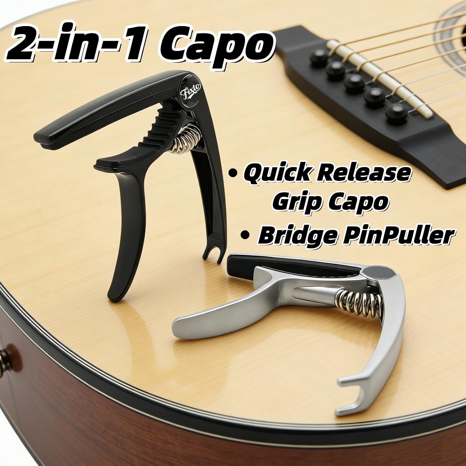 Guitar Accessories Kit | Quick-release guitar strap, capo, picks, tuners, winder & cloth | For acoustic, electric, bass, ukulele, ideal gift for beginners