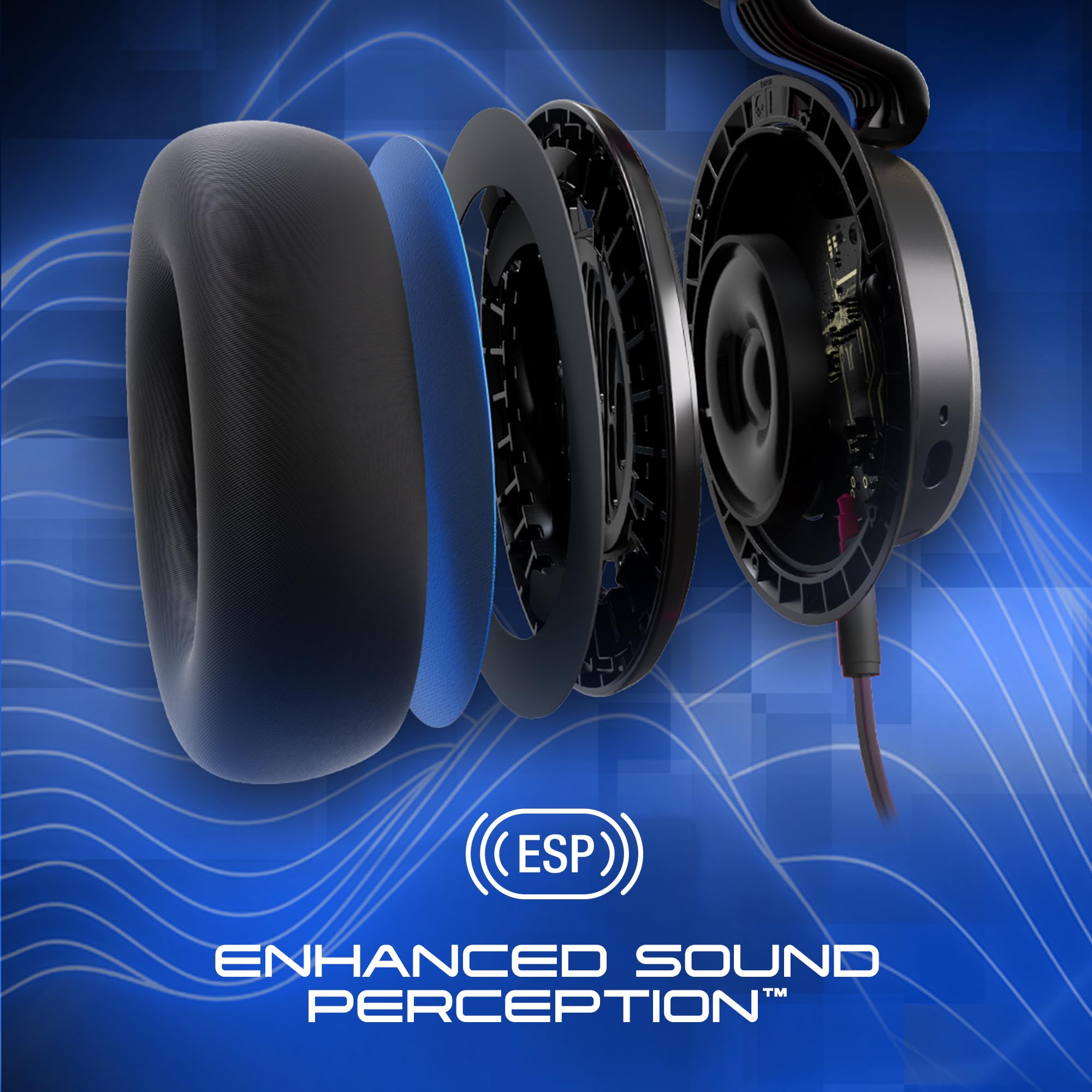 Skullcandy SLYR Pro Kabelgebundenes Multi-Platform Over-Ear Gaming Headset für Xbox, PlayStation und PC, Enhanced Sound Perception, KI-Mikro - Blau