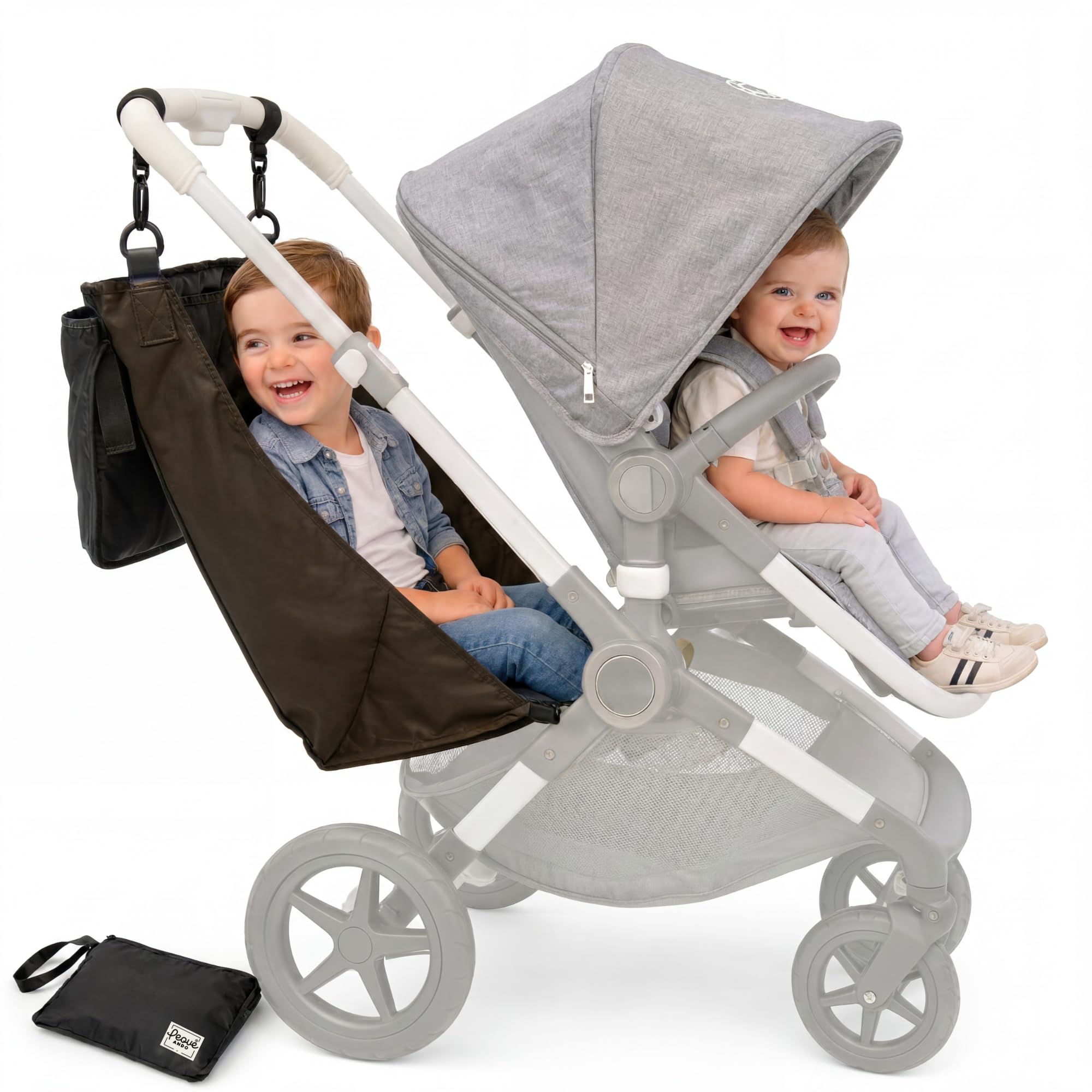 Asiento Extra Carro Bebé Convierte tu Carro en Gemelar Asiento para Descanso de Hermano Mayor Esta Hamaca Textil Compacta es una Alternativa al Patinete Carro Bebe (Color Negro)