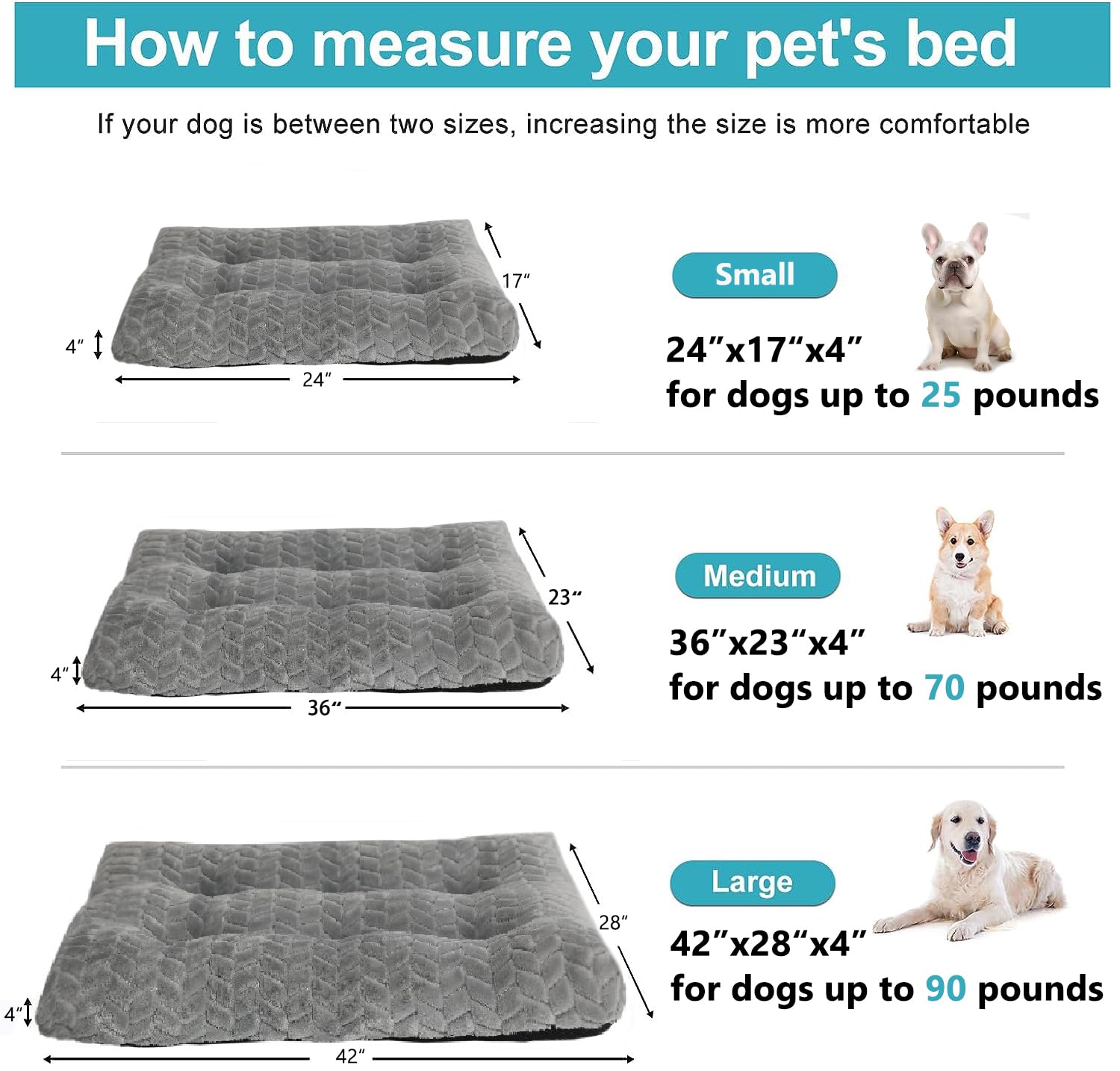 Kleines Hundebett Für Hundekäfig – Waschbar, Rutschfest & Weich, Geeignet Für Hunde Bis 11,3 Kg, 61 X 45 Cm