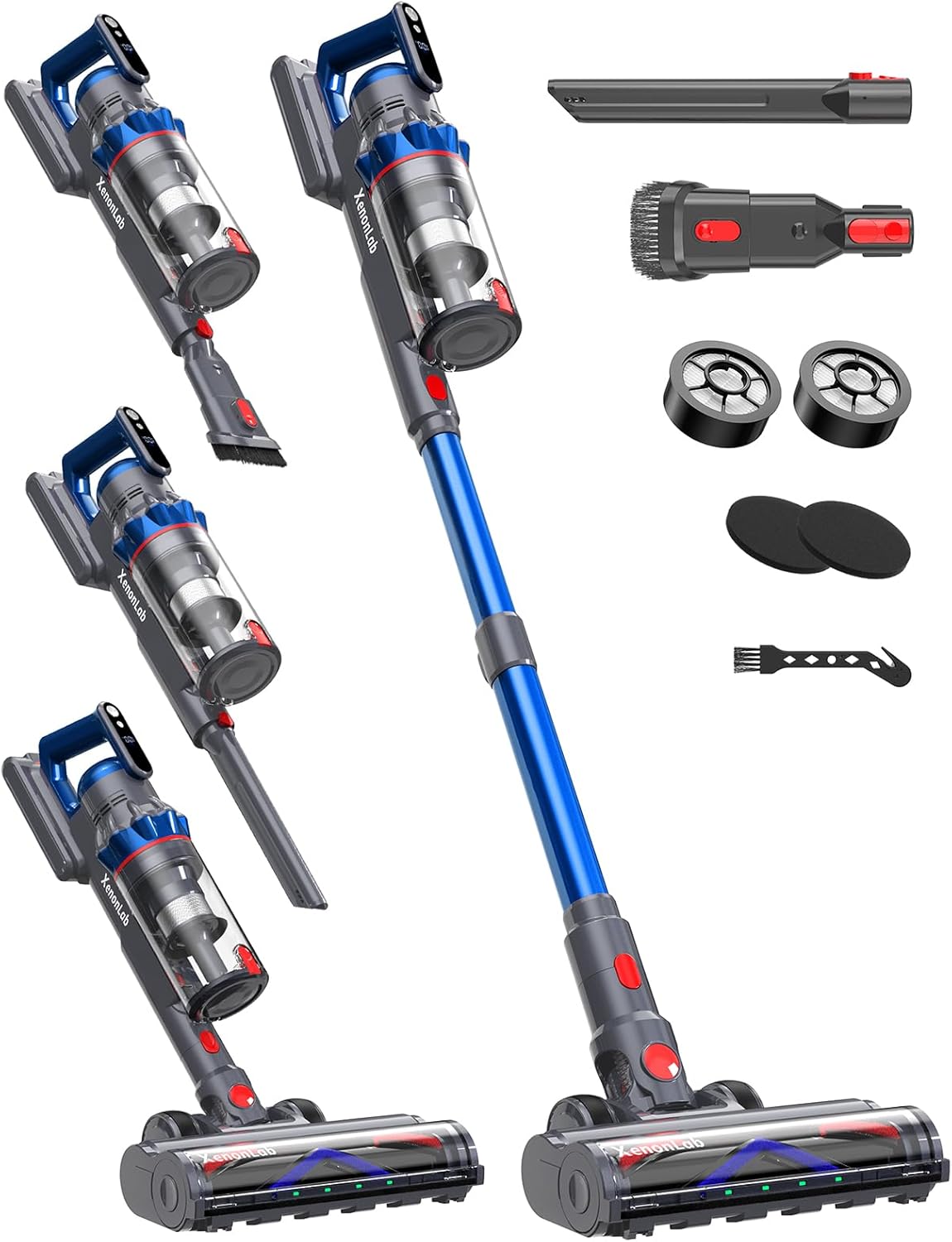 Cordless Vacuum Cleaner, 75Mins/55KPa/650W Self-Standing Stick Vacuum Cleaners for Home, Rechargeable, Lightweight, Cone Filtration&Anti-Tangle, for Hard Floor, Carpet, Hardwoods, Pet Hair