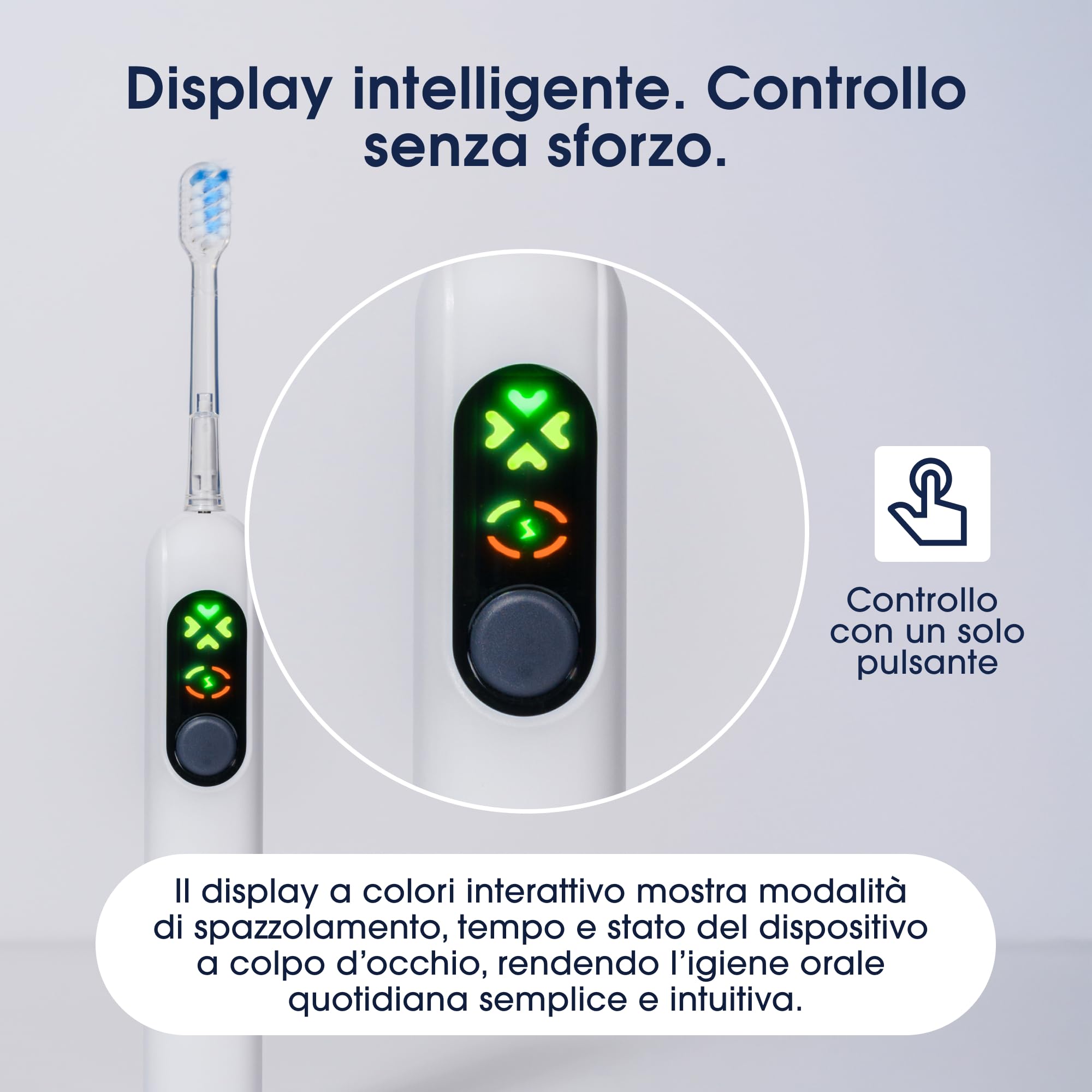 ZENT Spazzolino elettrico sonico 2in1, Spazzolino elettrico oscillante rotante, Pulizia denti automatica, 4 modalità di funzionamento, Impermeabilità IPX7, Copri da viaggio Cavo USB-C incuso, BIanco