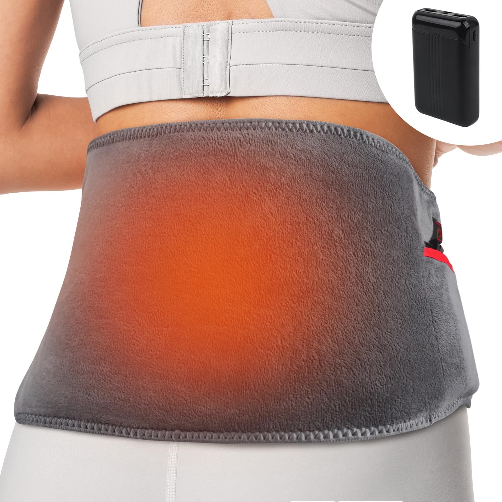 Cuscino riscaldante per la schiena senza fili, con batteria da 10000 mAh | Sollievo dal dolore, portatile, riscaldato, per la zona lombare, crampi, mestruazioni, regalo per donne e uomini