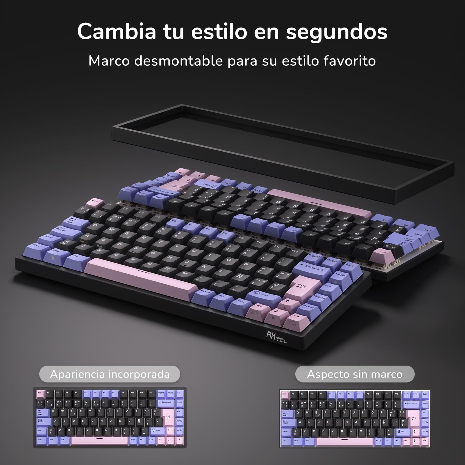 RK ROYAL KLUDGE RK84-ES Cableado 75% TKL RGB Hot Swappable Teclado Mecánico para Juegos, QWERTY Español