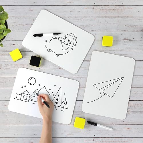 Miniatura 7 de HERKKA - Tableros portátiles de borrado en seco, paquete de 8 pizarras de doble cara de borrado en seco de 9 x 12.5 pulgadas, 8 marcadores, 8