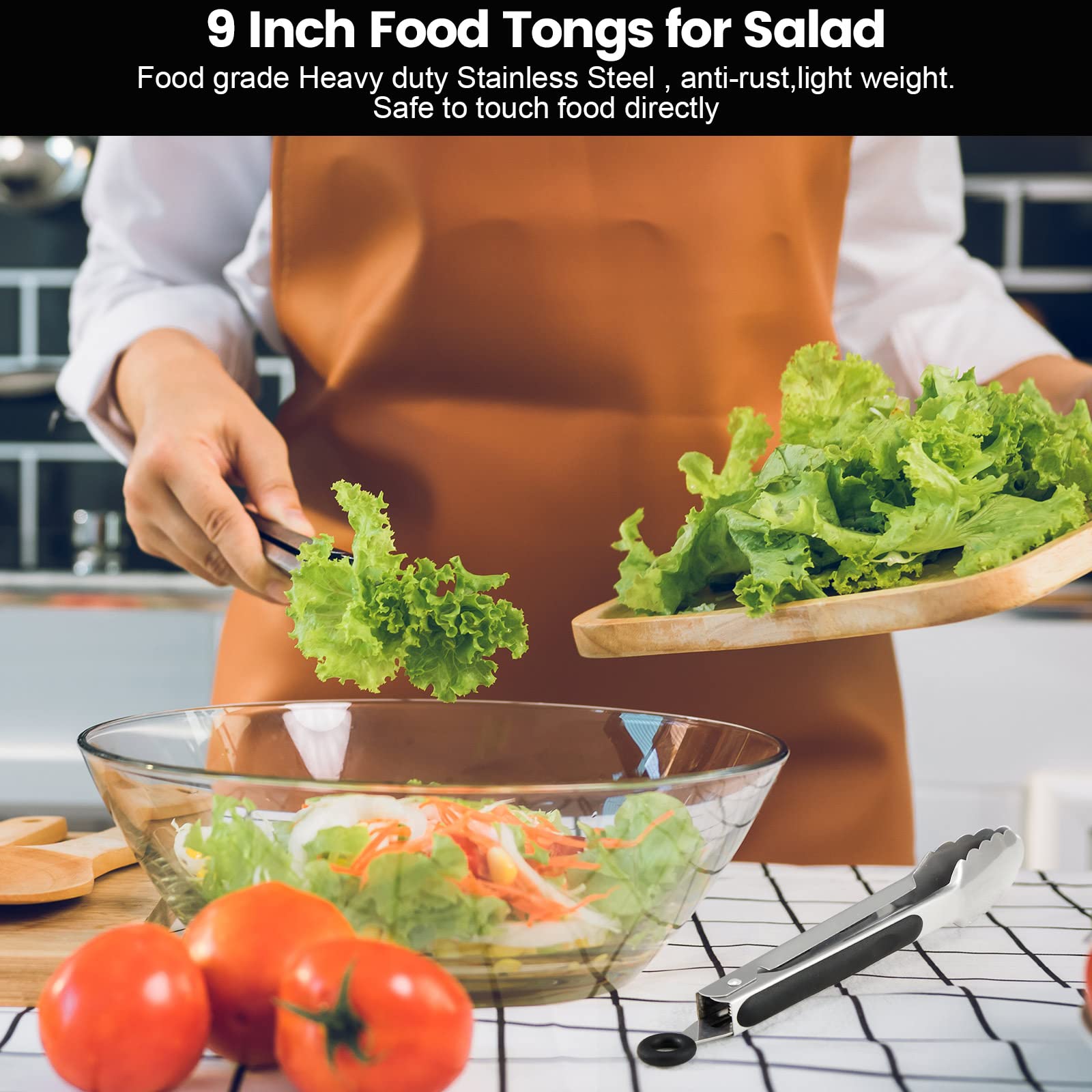 Lot de 12 pinces de cuisine en acier inoxydable de 2,2 cm, 2,2 cm, 30,5 cm, pinces en métal pour la cuisine, les salades, les barbecues