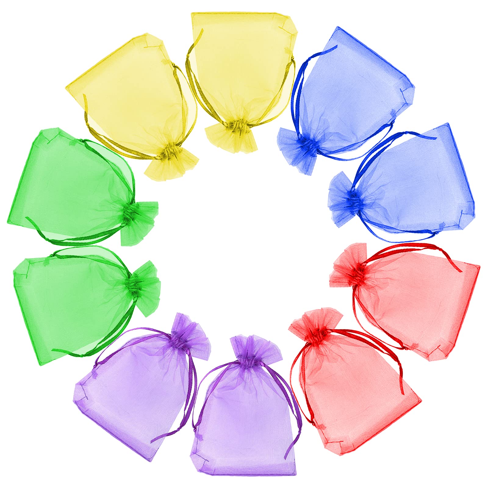 YUTOU Pack of 50 Organza Bags 10 x 15 cm Colourful Gift Bags Organza Fabric Bags with Drawstring Fabric Bags Lavender Bags Gift Jewellery Bags Sweets Bags (5 Colours)