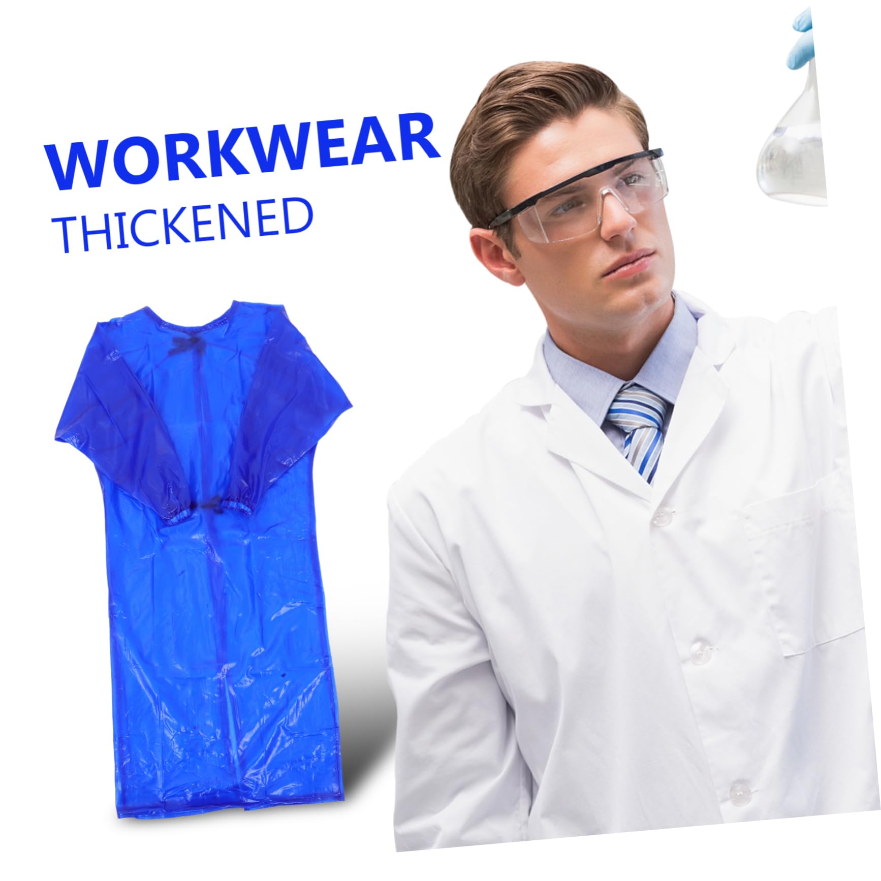 HOMSFOU Langarmbluse Geschirrspülschürze wasserdicht wasserdichte Schürze Laborjacke Schürzen Masse Laborkittel Küchenschürzenärmel Bulk-Schürzen PVC Blue