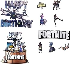 9Pcs Multi-Color Video Game Cake Toppers Set - 1 Large Happy Birthday Topper & 8 Small Sandbox Game Cupcake Toppers - Easy Assembly & Use - Ideal for Birthday Parties & Themed Events