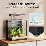 AQUASMITH Beta Fish Tank, 2 Gallon Betta Fish Aquariums with Filter & Light, for Men, Fish Tanks for Kids & Starter, Black