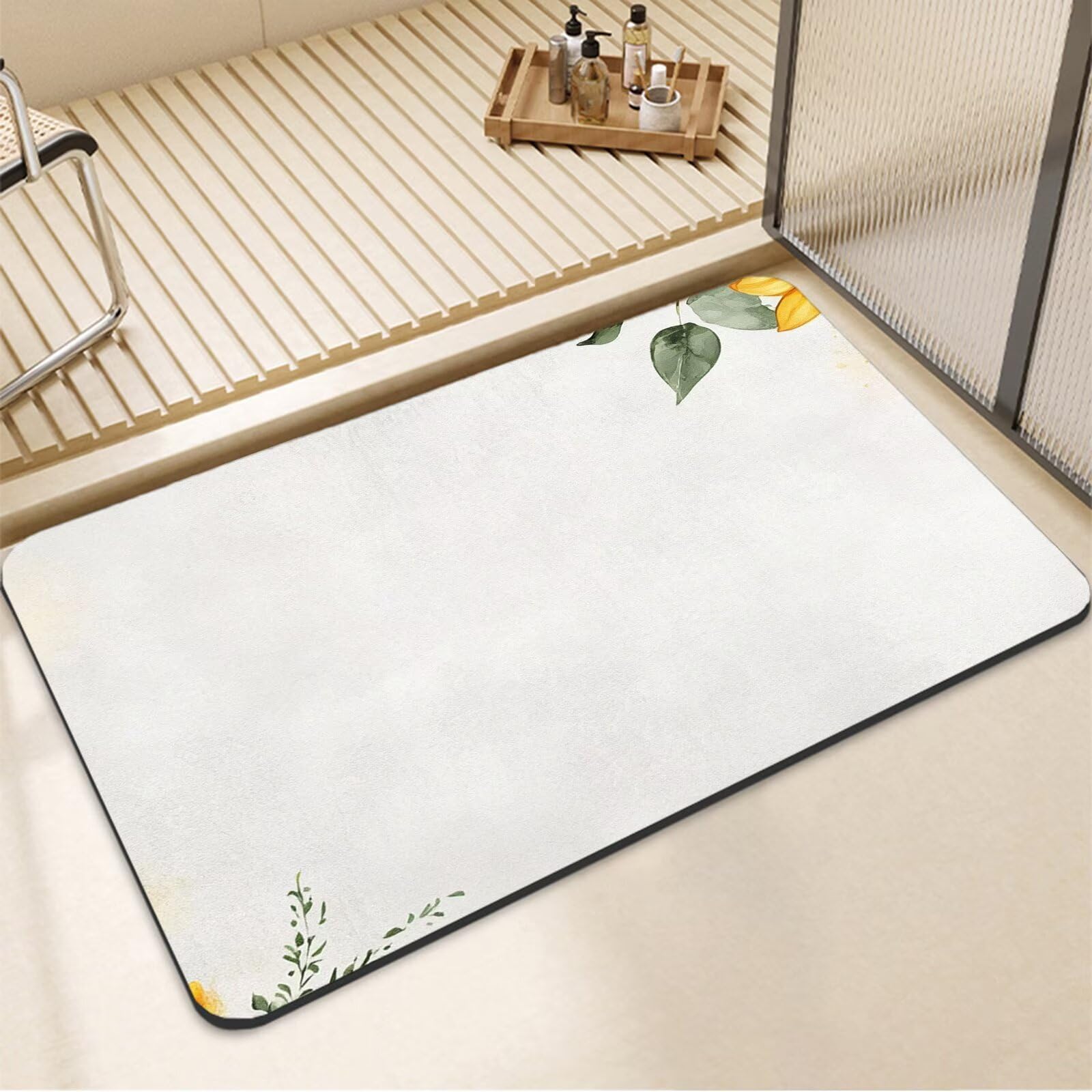 Tapis de bain antidérapant pour baignoire au motif Sunflowers