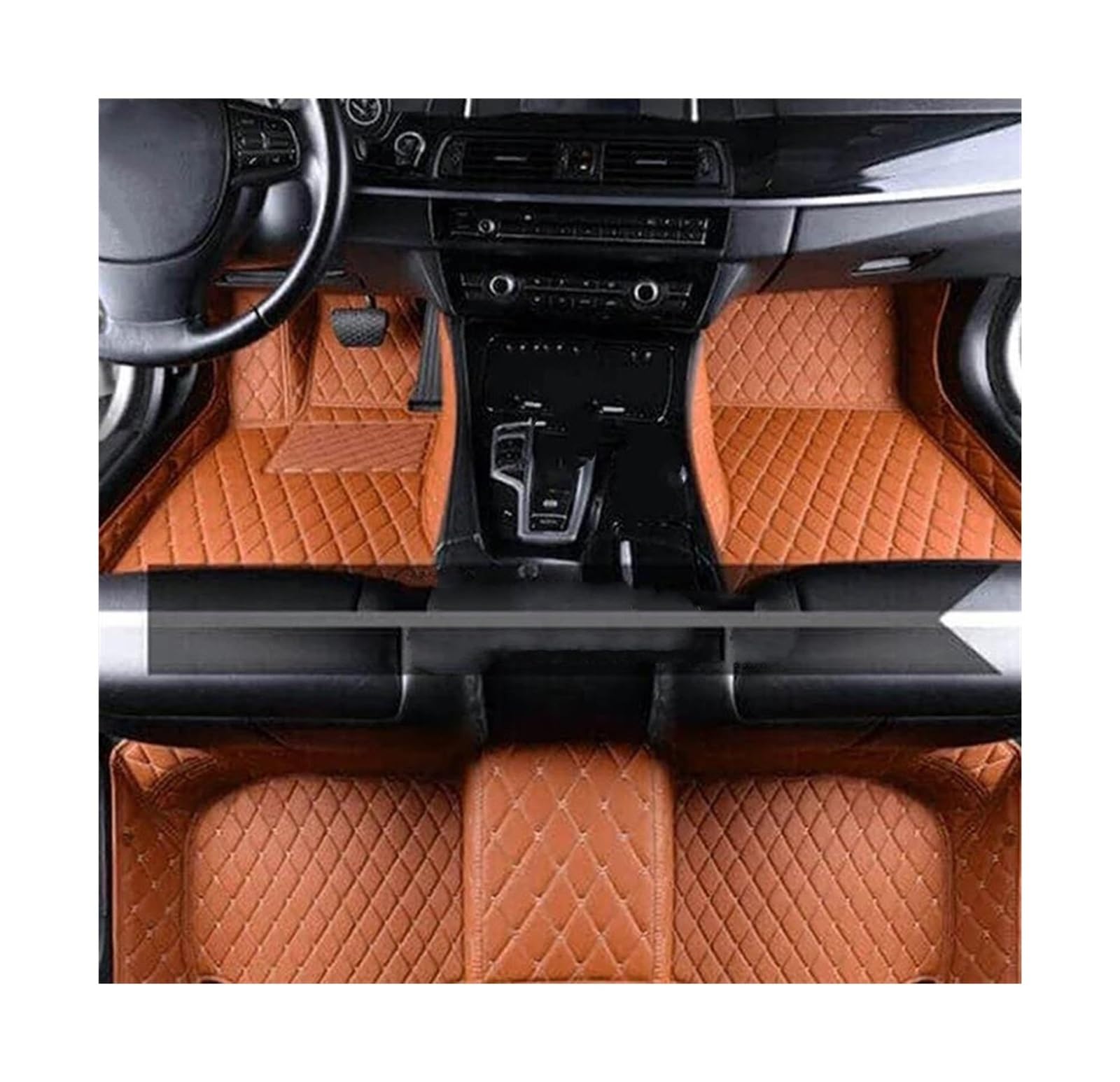 Tapis de sol Mitsubishi Outlander PHEV GN 5 places sur mesure en cuir brun pour LHD
