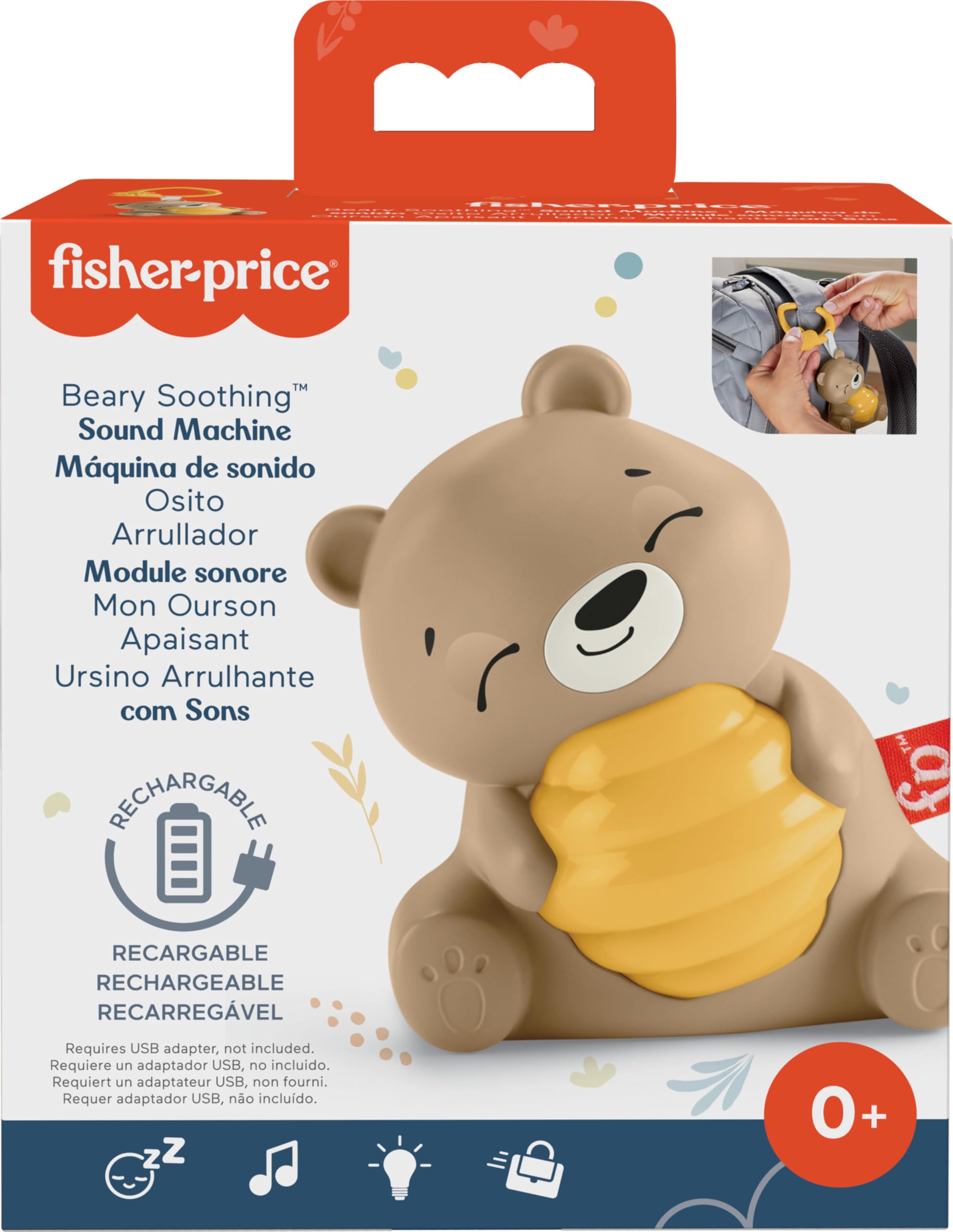 Fisher-Price Veilleuse Musicale Mon Ourson Dodo avec lumière et minuteur Personnalisable pour Nouveau-nés, HRB18