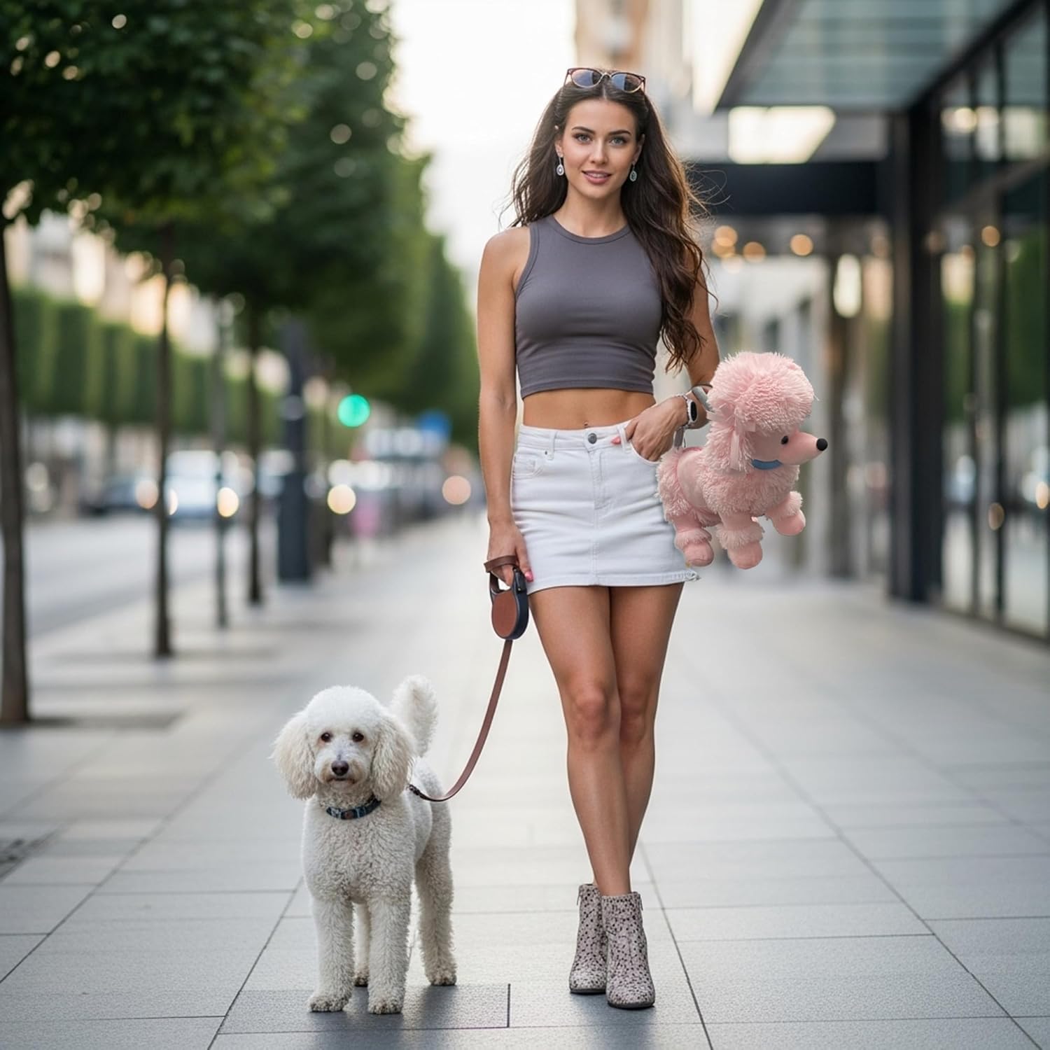 Pink Poodle Purse | Poodle Dog Handbag | Poodles Purse for Women | Dog Shaped Handbag | Plush Dogs Purses | Stuffed Animal Pocket Book | Animal Hand Bags | Zippered Small Pouch | Pink | 15" - Image 6