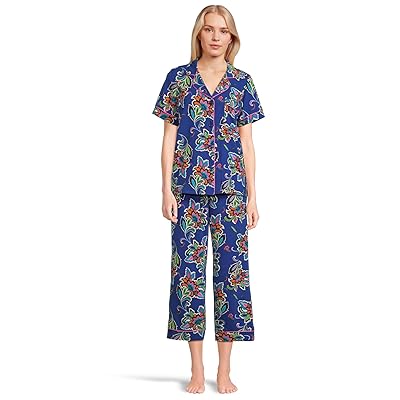 Bedhead PJs x Trina Turk Long Sleeve Cotton Knit Short Sleeve Pajama Set Women
