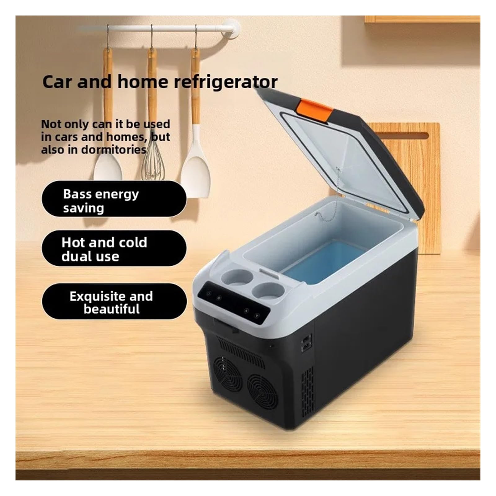 Mini refrigerador Horizontal con reposabrazos Doble for Coche, for Uso doméstico, 12 V/24 V, for camión, 220 V, 60-75 W