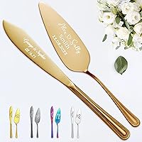 Vista 11 de STREADVE Juego de cuchillos y servidores grabados para tartas de boda, utensilios de corte personalizados para novia, novio, cortador personalizado