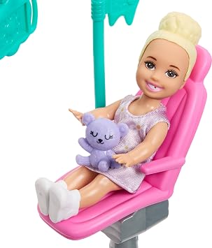 Barbie Careers Dentist Doll & Dentist Themed Playset | Brunette Fashion Doll Wearing White Coat, 1 Small Doll & Dentist Playset, Ages 3+