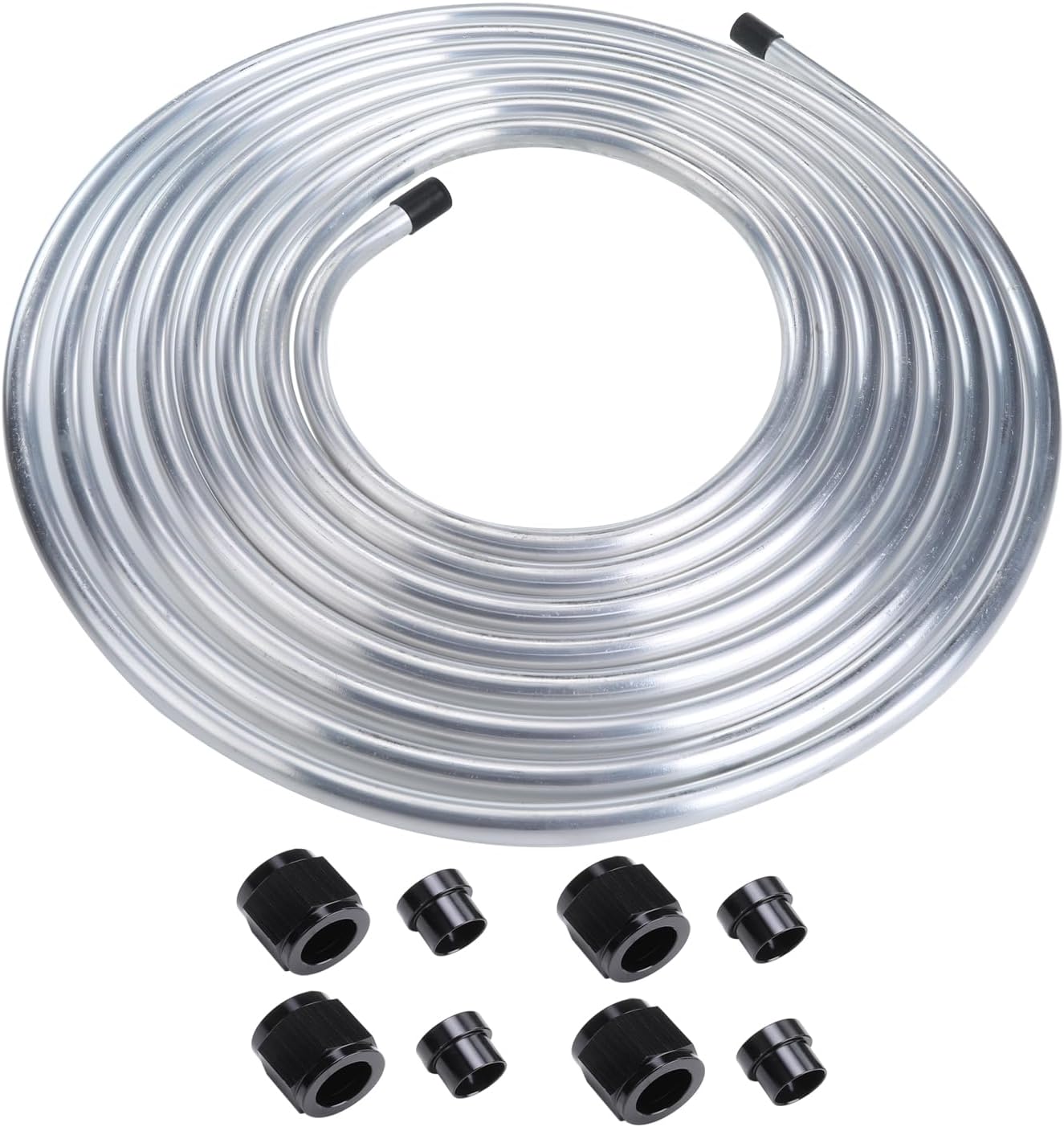 AC PERFORMANCE 5/8" Aluminum Fuel Line Hard Tube with -10 AN Female Hardline Tube Nut and Sleeve Fitting
