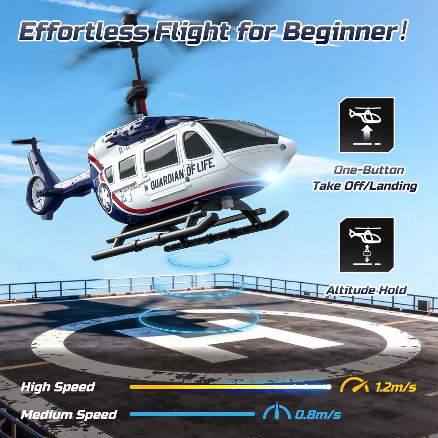 Jack Royal Remote Control Helicopter, Rescue RC Helicopter Toy with LED Lights, Batteries, Altitude Hold & 2.4GHz Stable Control, Realistic Rescue Design, Ideal Gift for Kids and Adults (City Rescue) 2