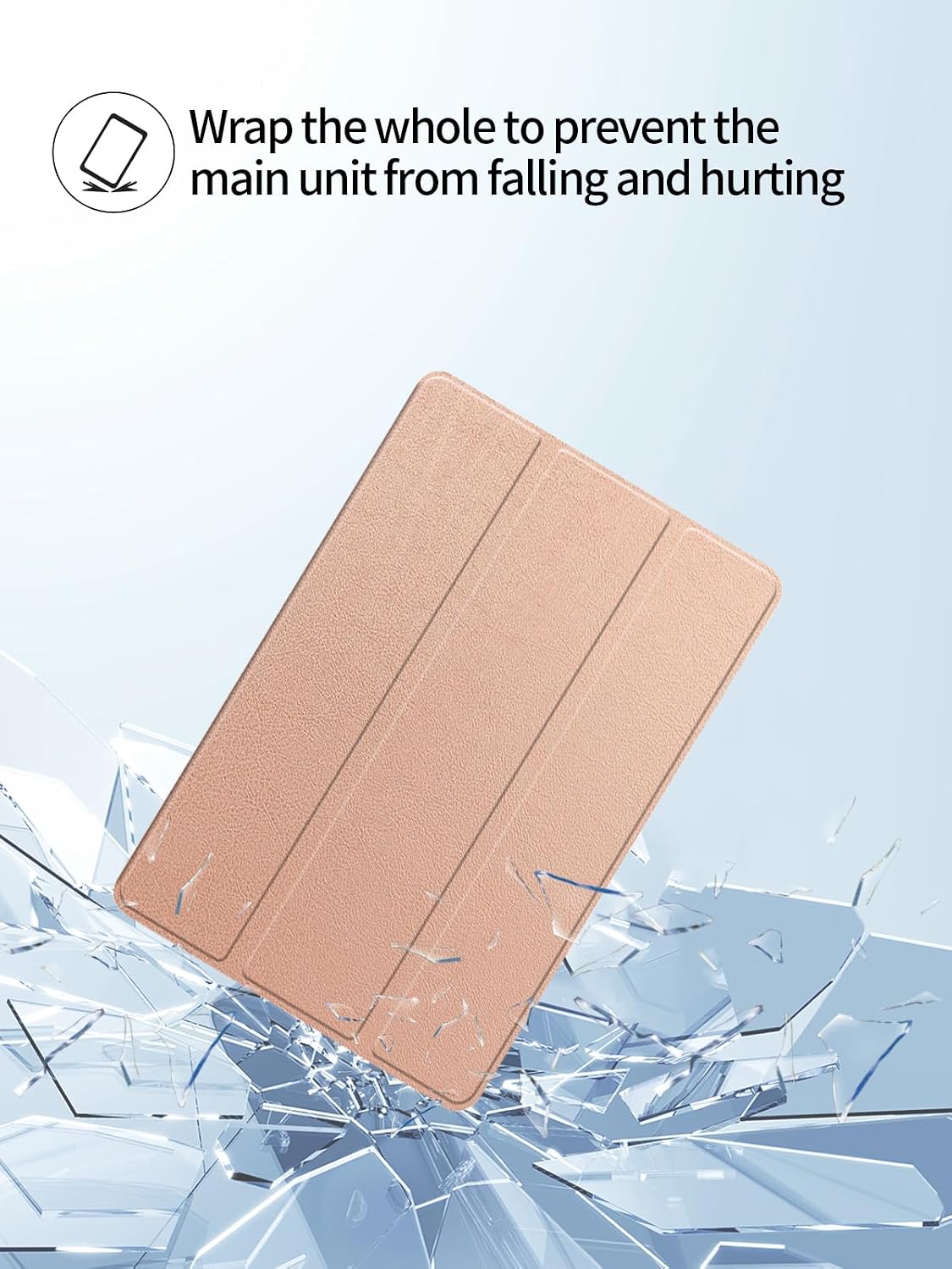 Case for Lenovo Idea Tab Plus 12.1-inch Android Tablet,UYRUREL Leather Slim Folding Stand Cover for Men Women.Comprehensive Protection, Drop-Resistant and Wear-Resistant,Rose Gold. image 2