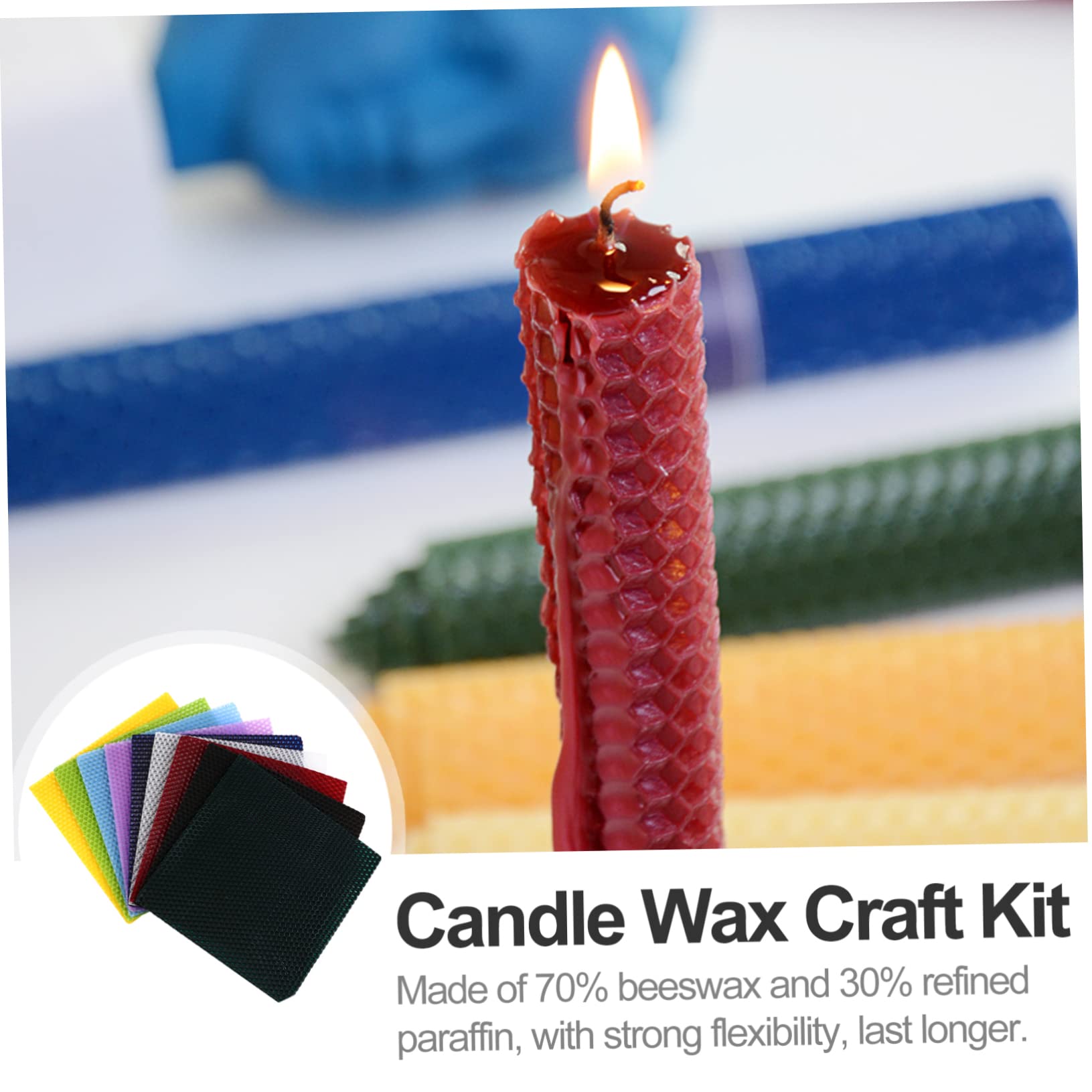 TEHAUX Kit per La Fabbricazione di Candele Fogli di Cera D'api 9 Pezzi Colorata Accessori per Candele Cilindriche