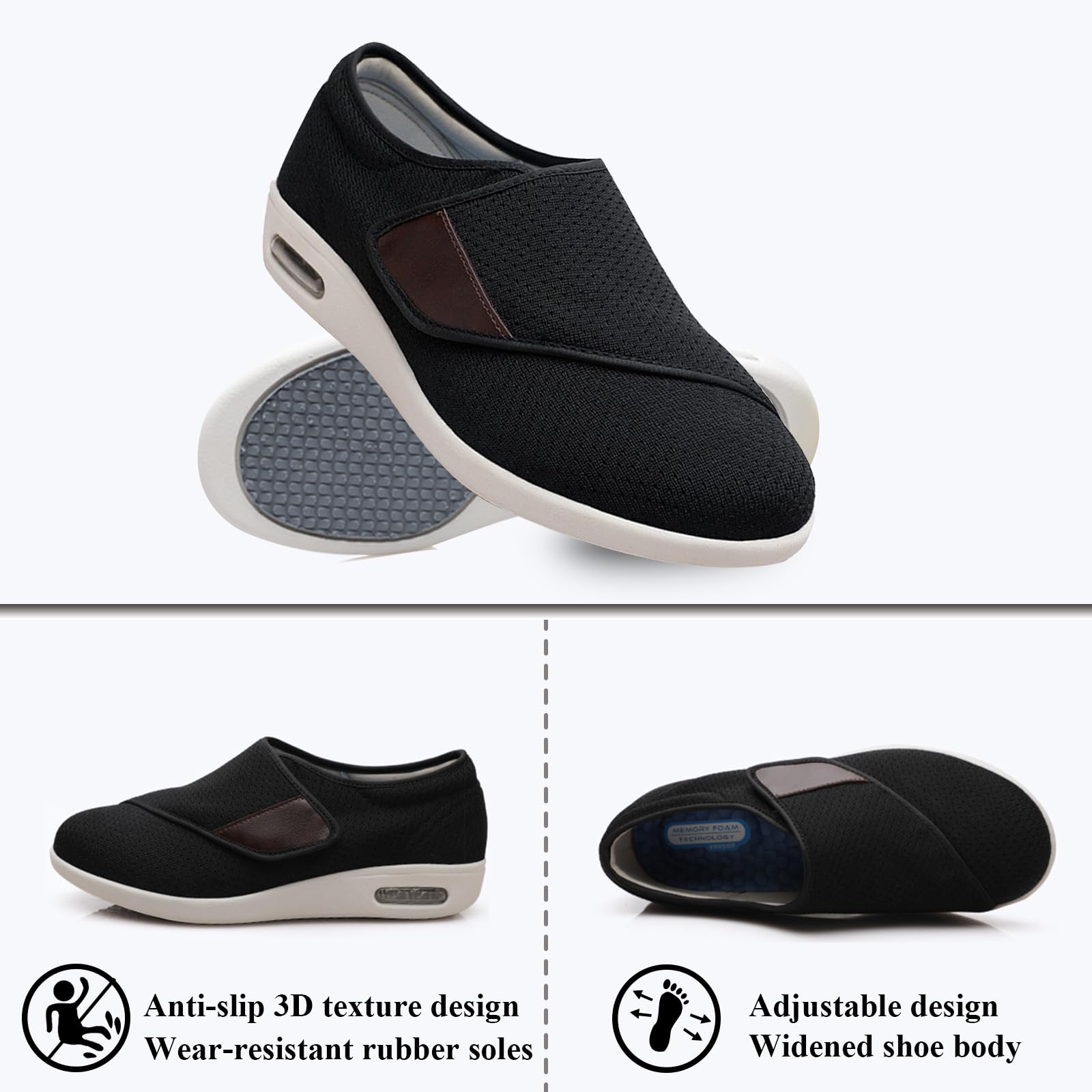 Zapatos para DiabéTicos, Zapatos para Caminar en Verano,Zapatos CóModos Antideslizantes para Mujer, Transpirable Anchas Deportivas para Hombre
