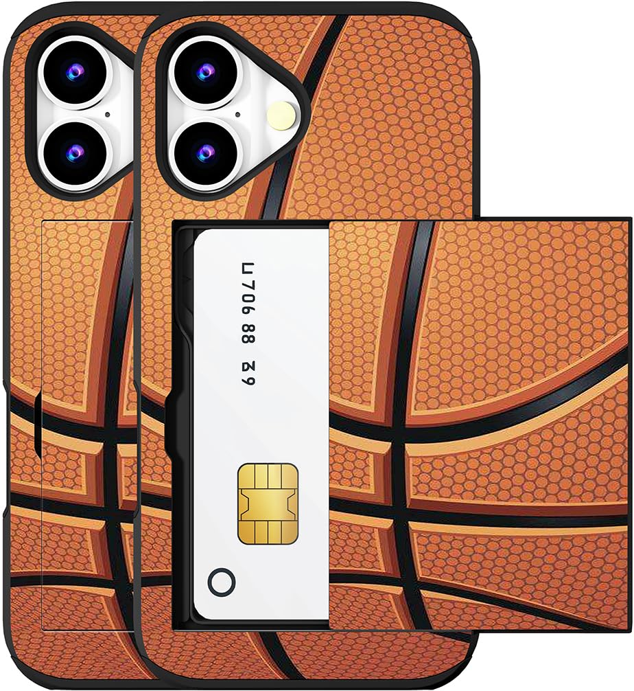 MUQR Compatible for iPhone 16 Case with Card Holder Cute - Kawaii Design Military-Grade Drop Protection Rugged Wallet Cases for Women (Black