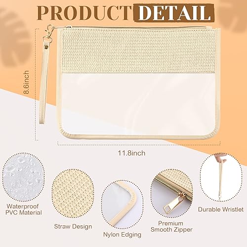 Miniatura 4 de Silkfly 9 piezas de bolsa de maquillaje de viaje de piel sintética con cremallera y muñequera, bolsa de viaje transparente, impermeable, portátil,