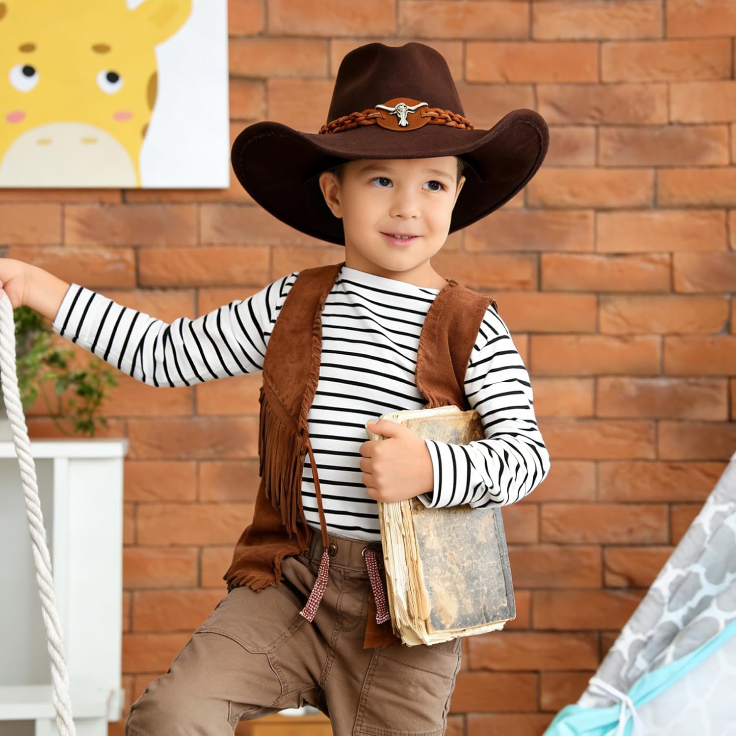 Jastore Western Cowboy Hat for Kids Cowgirl Hat for Boys Girls Cowboy Hat Cowgirl with Buckle Belt
