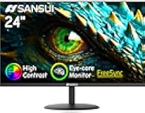 SANSUI Computer Monitor 24 inch Eye Care 1080P Display HDMI,VGA Ports with 178° Viewing Angle/Frame-Less/Tilt/VESA Compatible for Office and Home