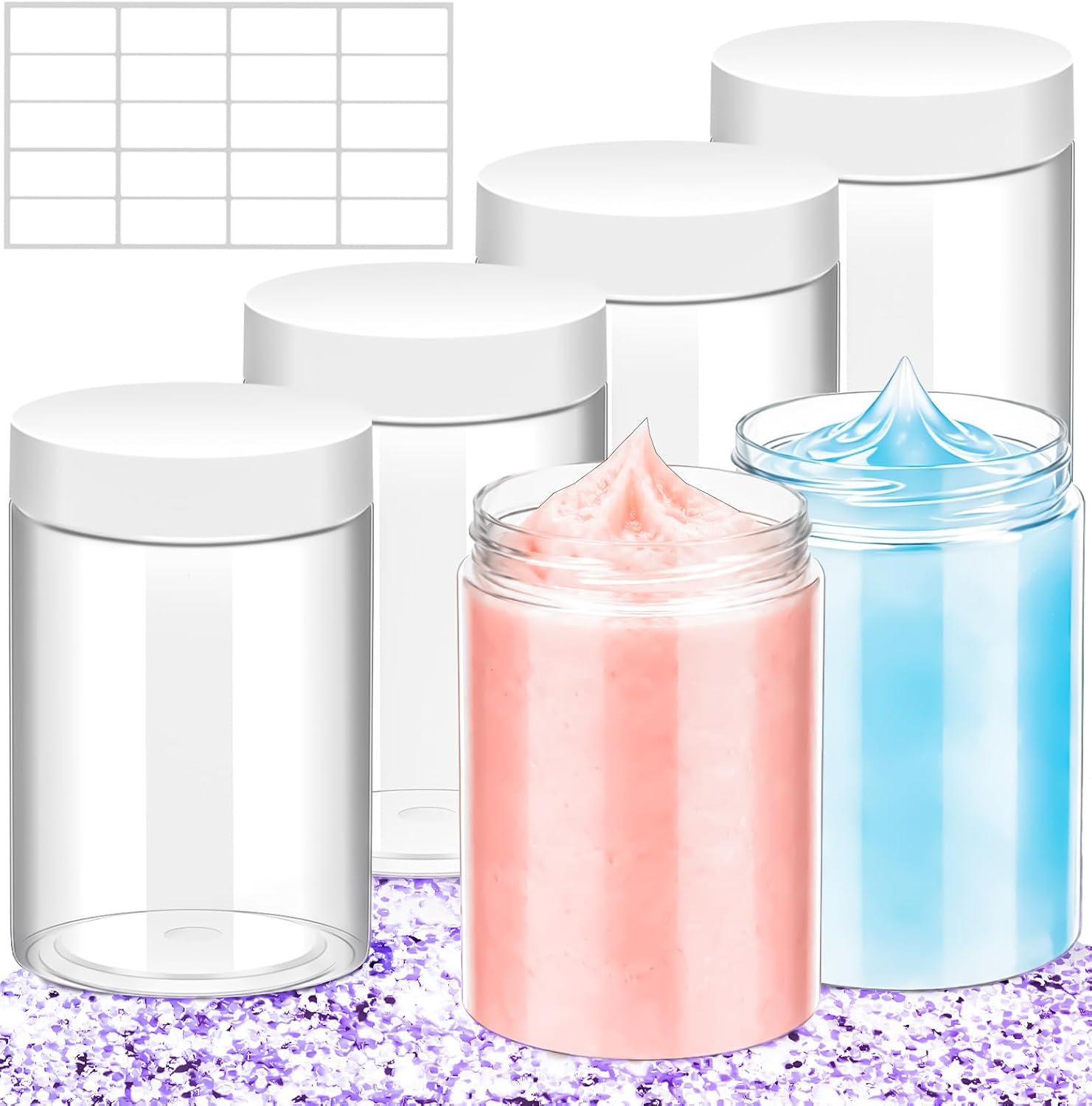 4 Pack 12oz Plastic Jars with Lids,360ml Round Clear Cosmetic Containers Makeup Jars,Travel Size Containers Jar for Lotion Cream Ointment Salve Slime Travel Storage Beauty Products,White