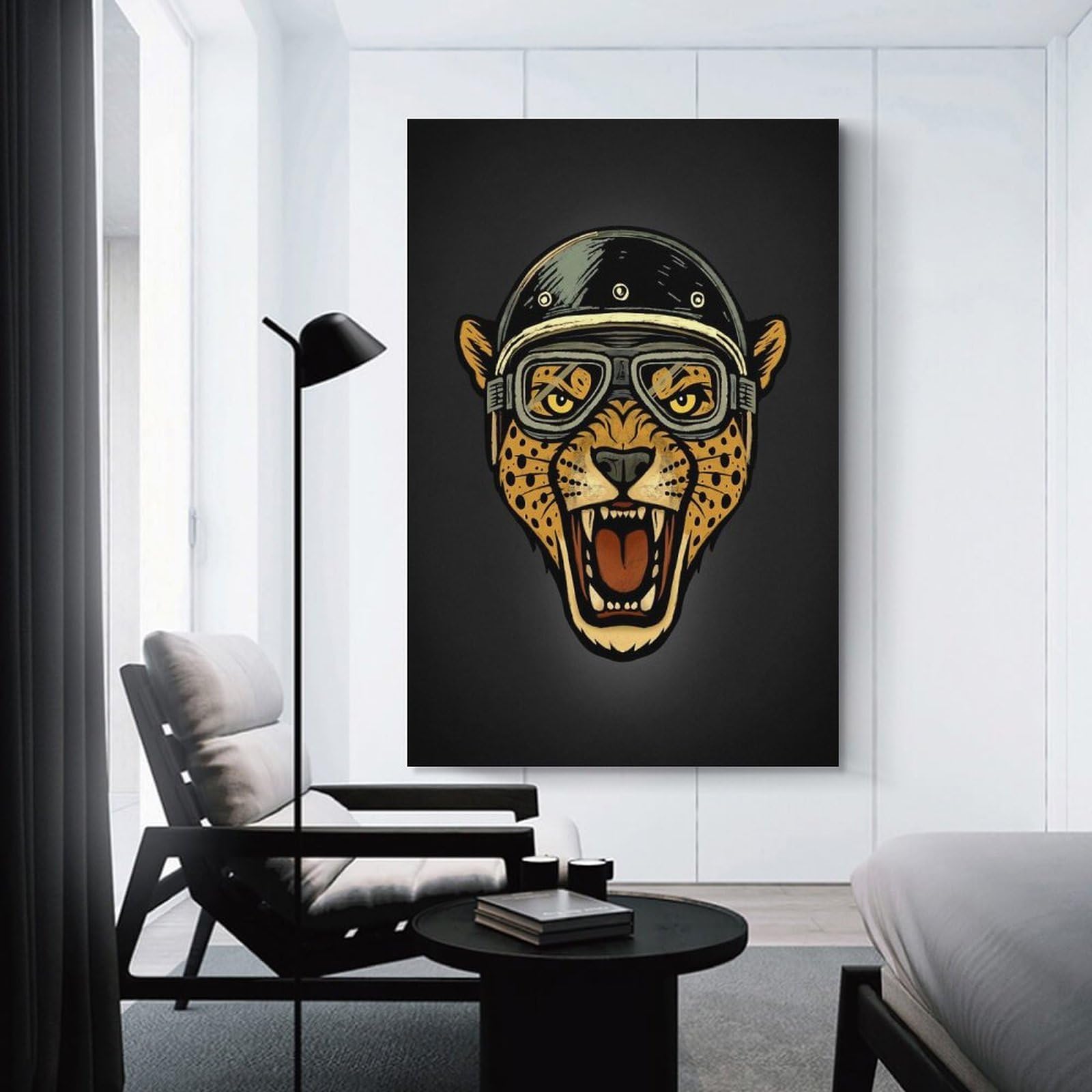 Junmoney Wildcat Biker Wall Picture Print 24x36inch(60x90cm), for Picture Wall Styling in Lounge Or Bedroom, Ideal for Building A Coordinated Art Wall
