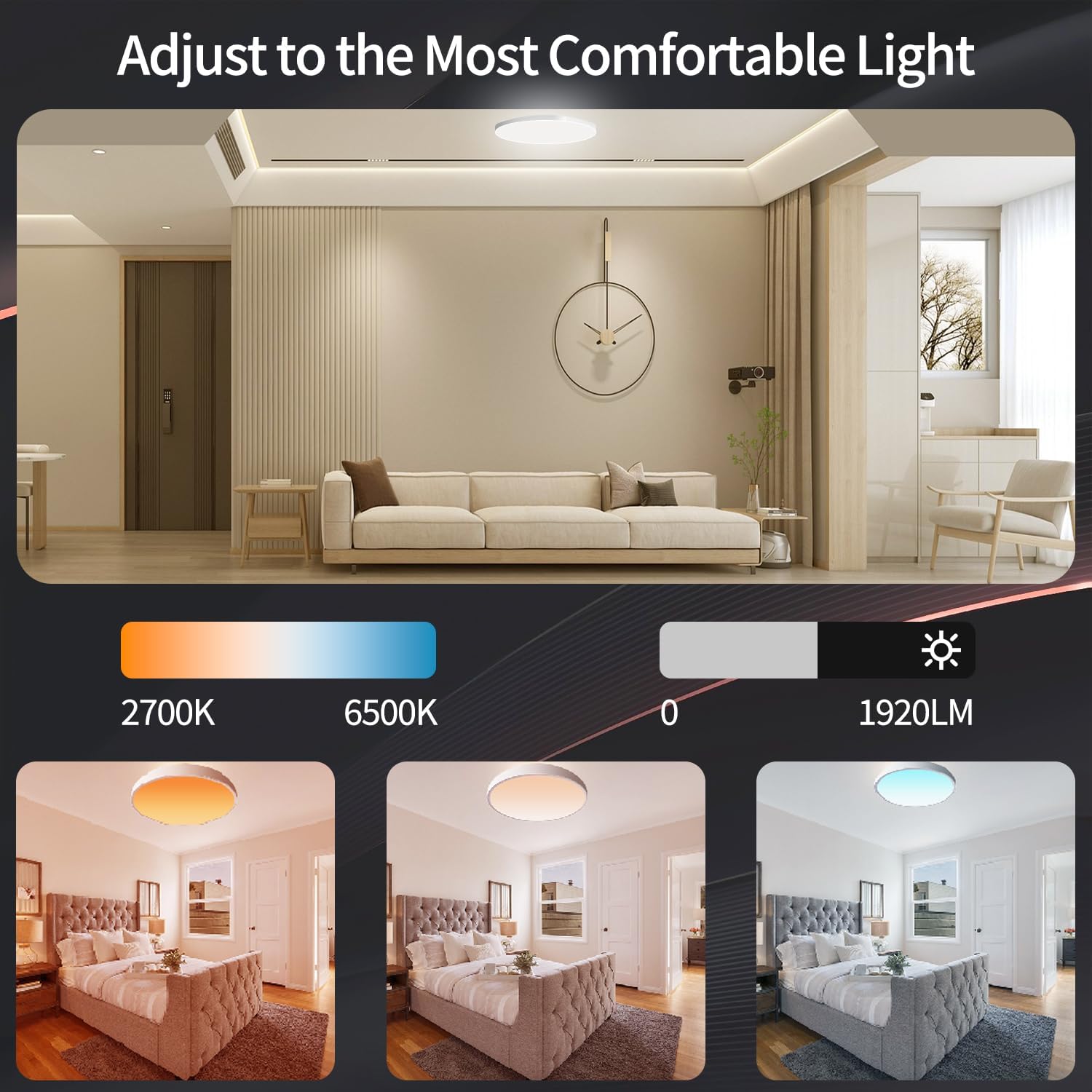 HomeKit Smart LED Ceiling Lights RGBCW Color Changing Ceiling Light Work with Apple HomeKit, Alexa Google Home Flush Mount Ceiling Lamp 24W Dimmable for Living Room, Bedroom, Home Use 3 71edr4aOvsL. AC SL1500