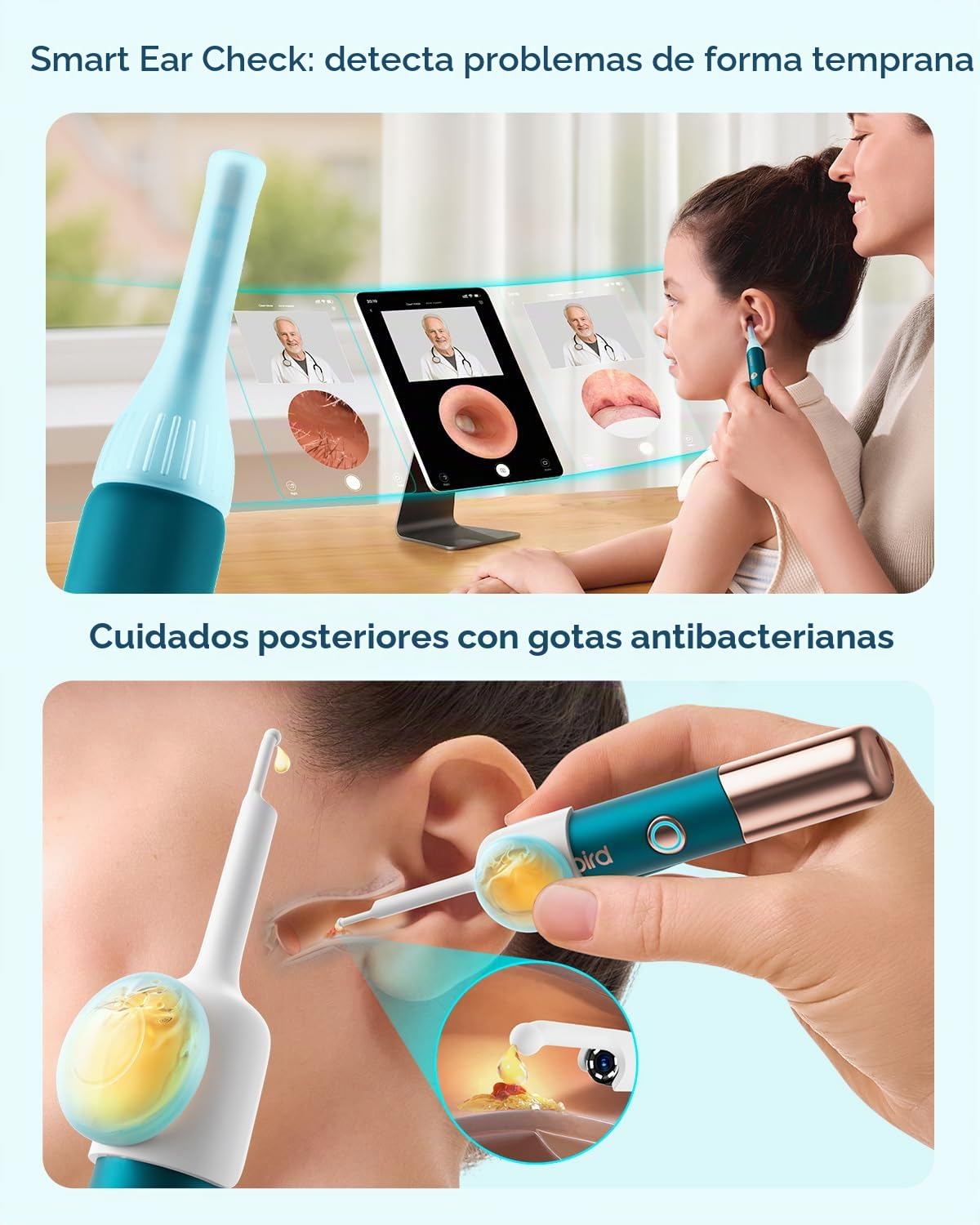 Bebird Pro Earsight Ultra Eliminador de cerumen con WiFi 5G y otoscopio 1080P HD, limpiador flexible con cámara y 30 puntas de repuesto, gotero de eliminación de cerumen para adultos, niños, iOS, Andr